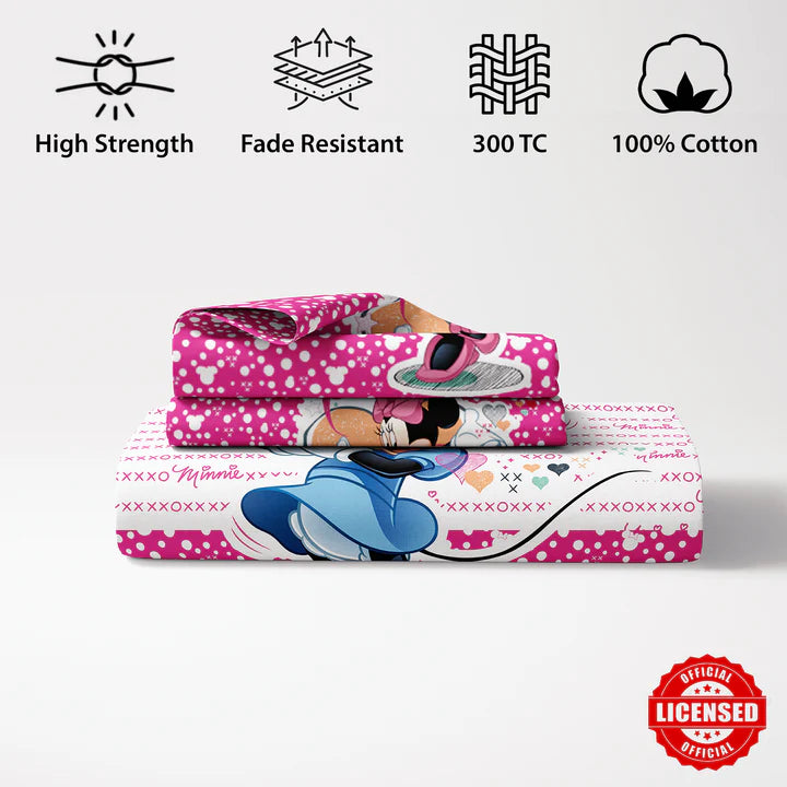 Disney Minnie Mouse Digital Printed 300TC Cotton Bedsheet