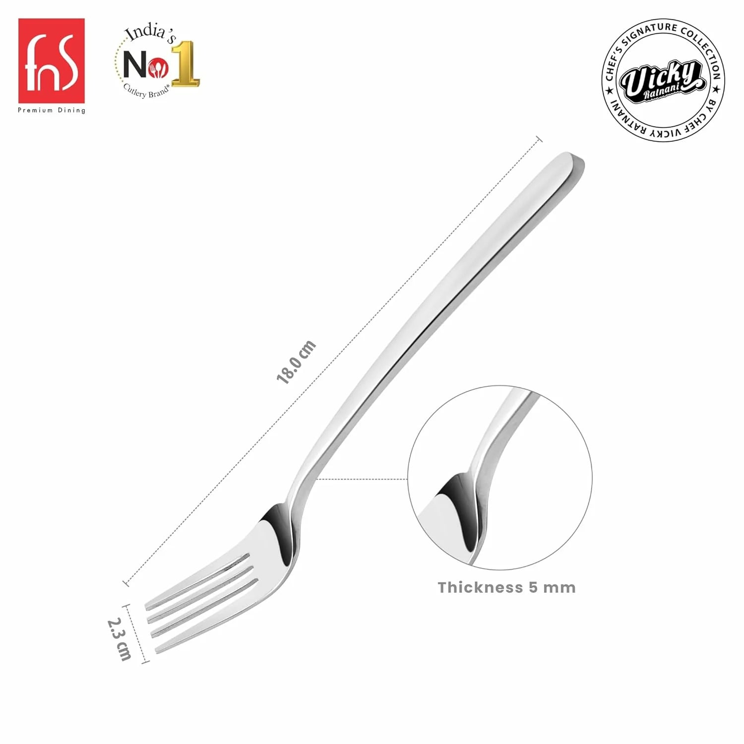 Chef Vicky Ratnani's Signature Collection By FnS Thames Stainless Steel Dessert Fork 6 Pcs Set