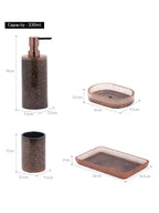 Copper-Toned & Black 4 pieces Textured Polyresin Bath Accessories Set - grahsajja