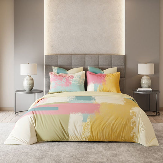 D'Decor Bedsheet Super King SizeACME PASTEL YELLOW Platinum Collection - grahsajja