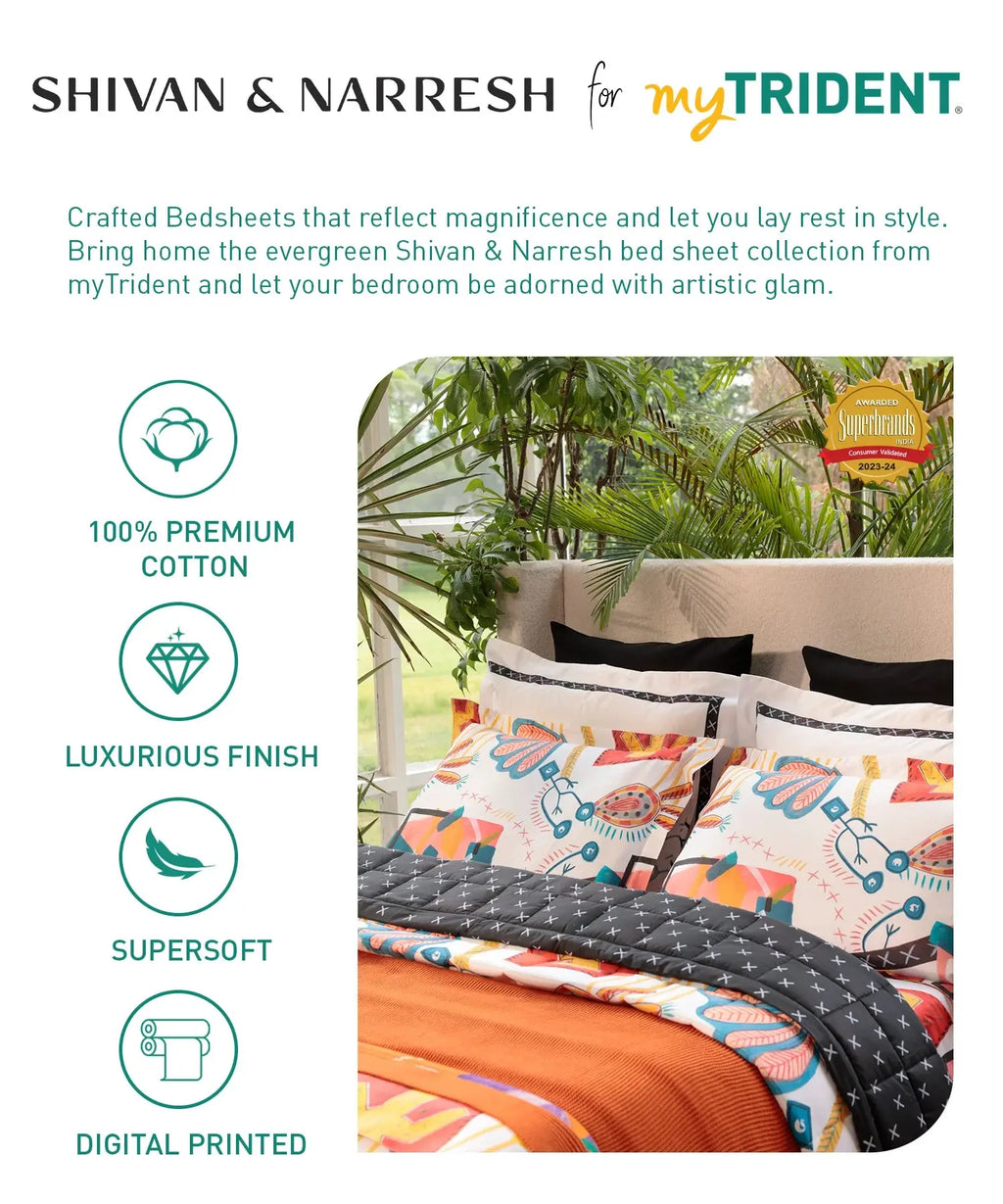 Shivan & Narresh for myTrident King Bedsheet with 4 pillow covers, 400TC, SUROCCO Trident