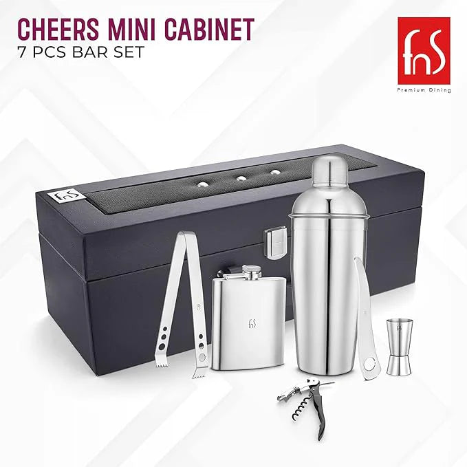 FnS Cheers Mini Bartender Cabinet 7pc Set