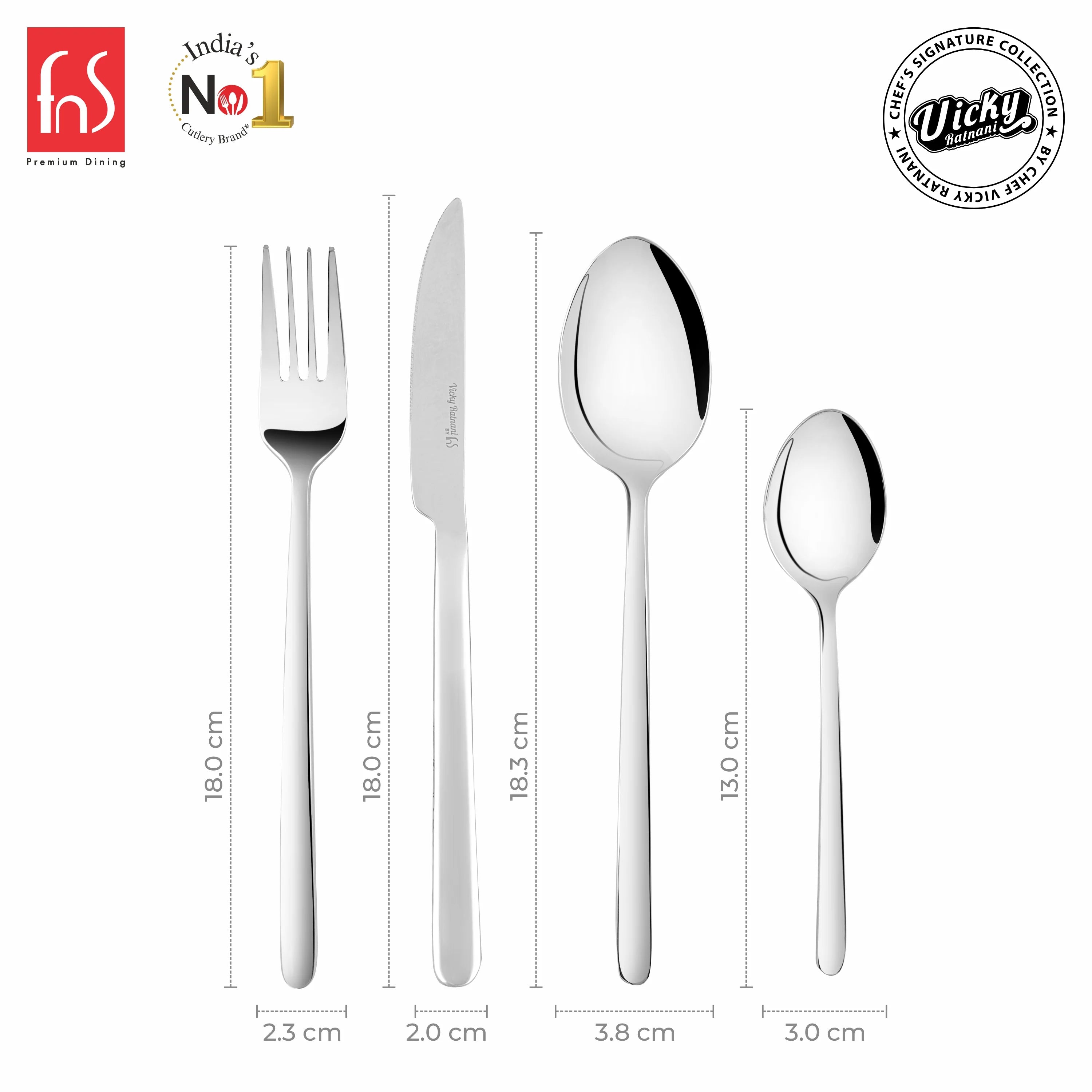 Chef Vicky Ratnani's Signature Collection By FnS Thames Stainless Steel 24 Pcs Cutlery