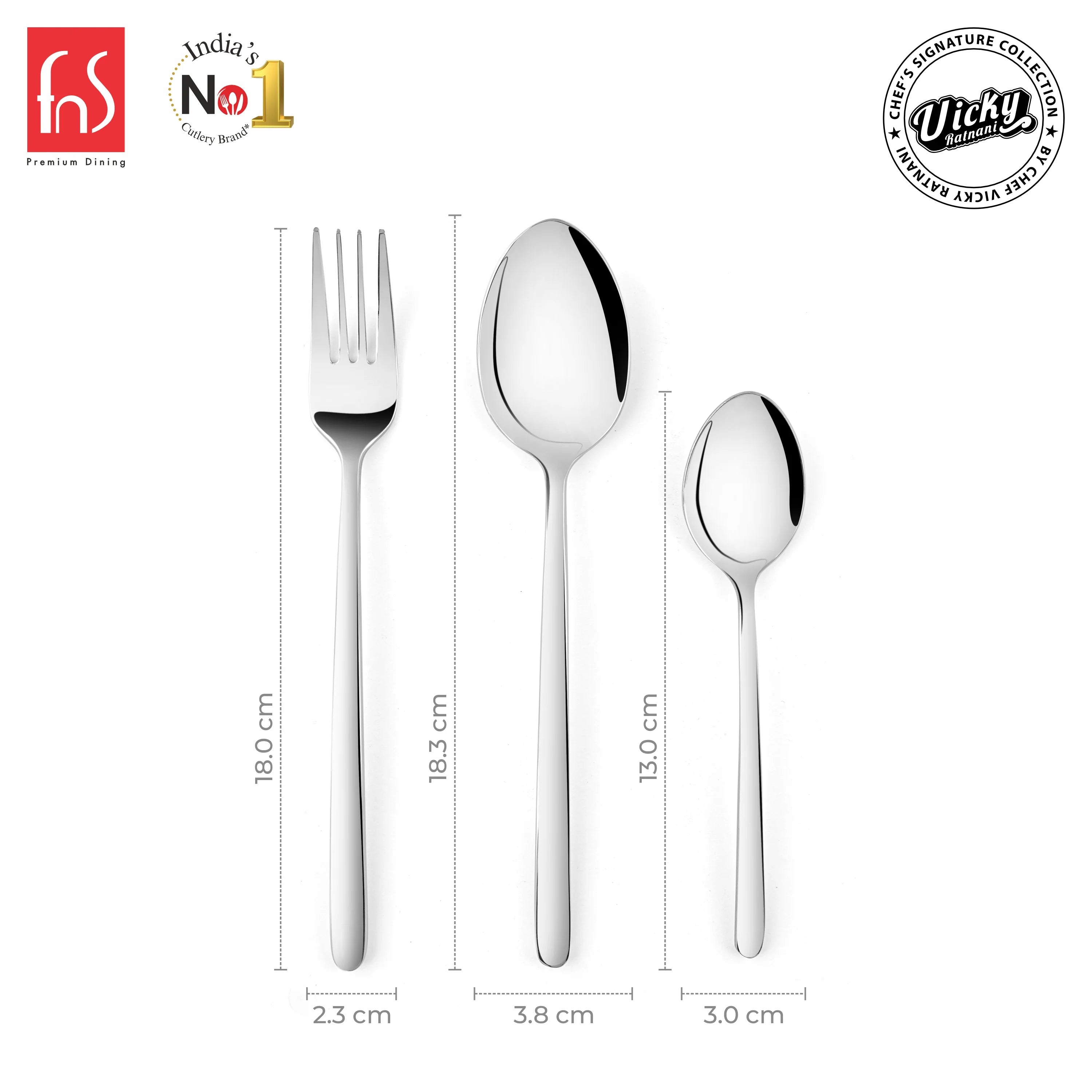 Chef Vicky Ratnani's Signature Collection By FnS Thames Stainless Steel 18 Pcs Cutlery Set