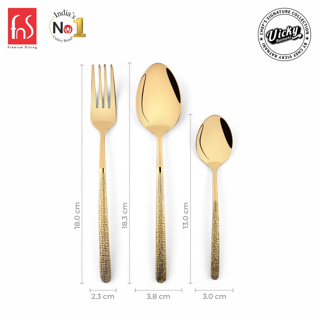 Chef Vicky Ratnani's Signature Collection By FnS Velora Stainless Steel 18 Pcs Cutlery Set with Box Pack