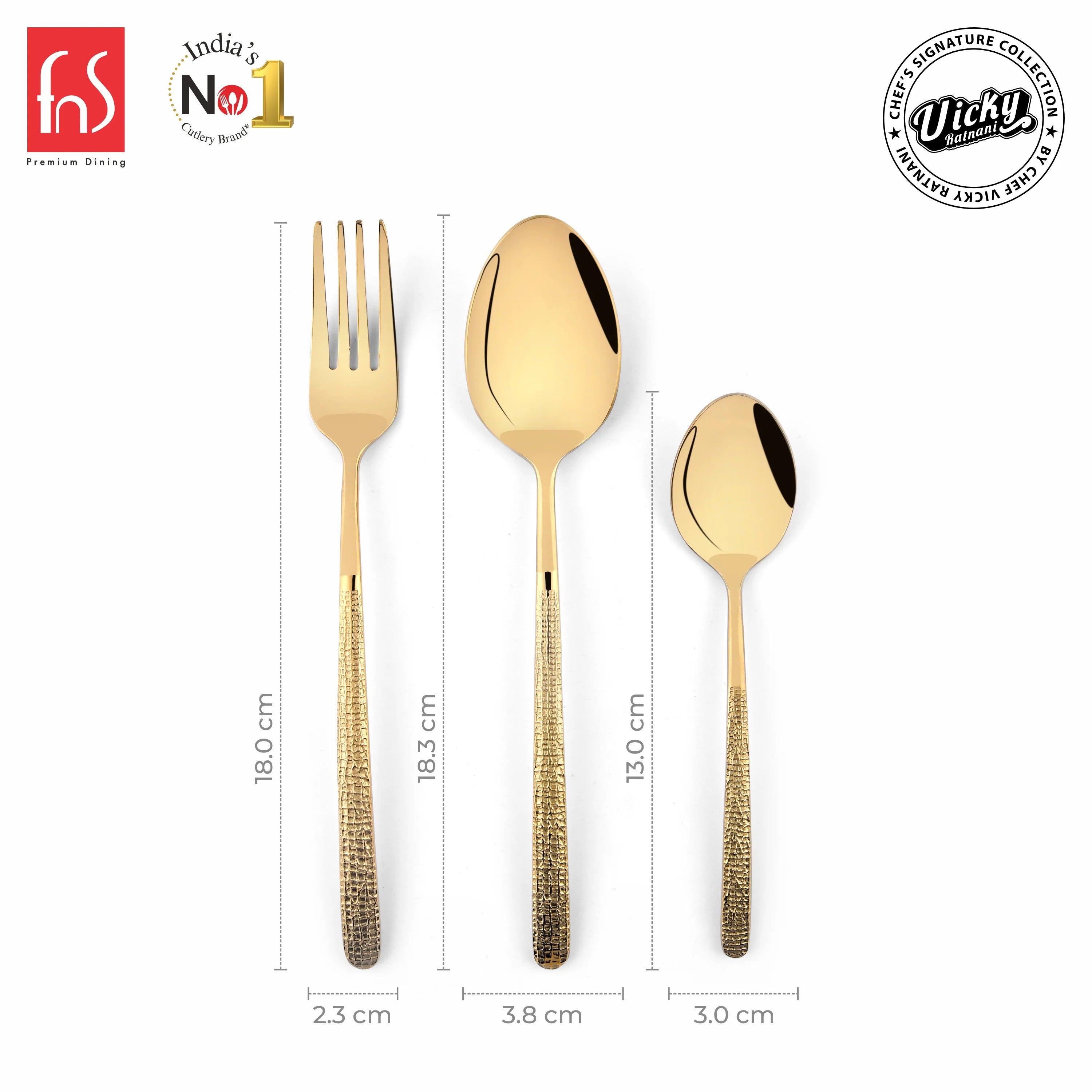 Chef Vicky Ratnani's Signature Collection By FnS Velora Stainless Steel 18 Pcs Cutlery Set with Box Pack