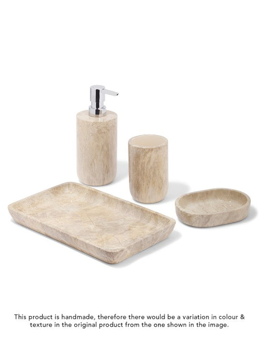 Brown & Silver Toned 4 Pieces Abstract Bath Accessories Set - grahsajja