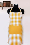 Linen bib apron in Yellow gingham - grahsajja