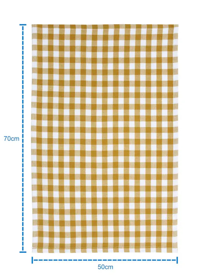 Linen Tea towel Gingham Pack Of 4 Yellow - grahsajja