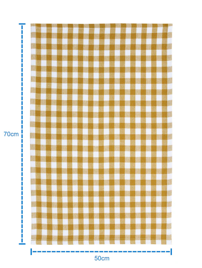Linen Tea towel Gingham Pack Of 4 Yellow - grahsajja