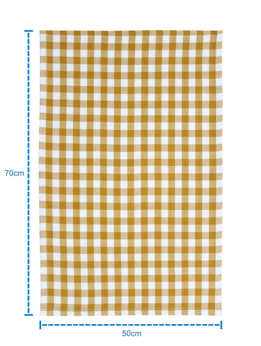Linen Tea towel Gingham Pack Of 4 Yellow - grahsajja