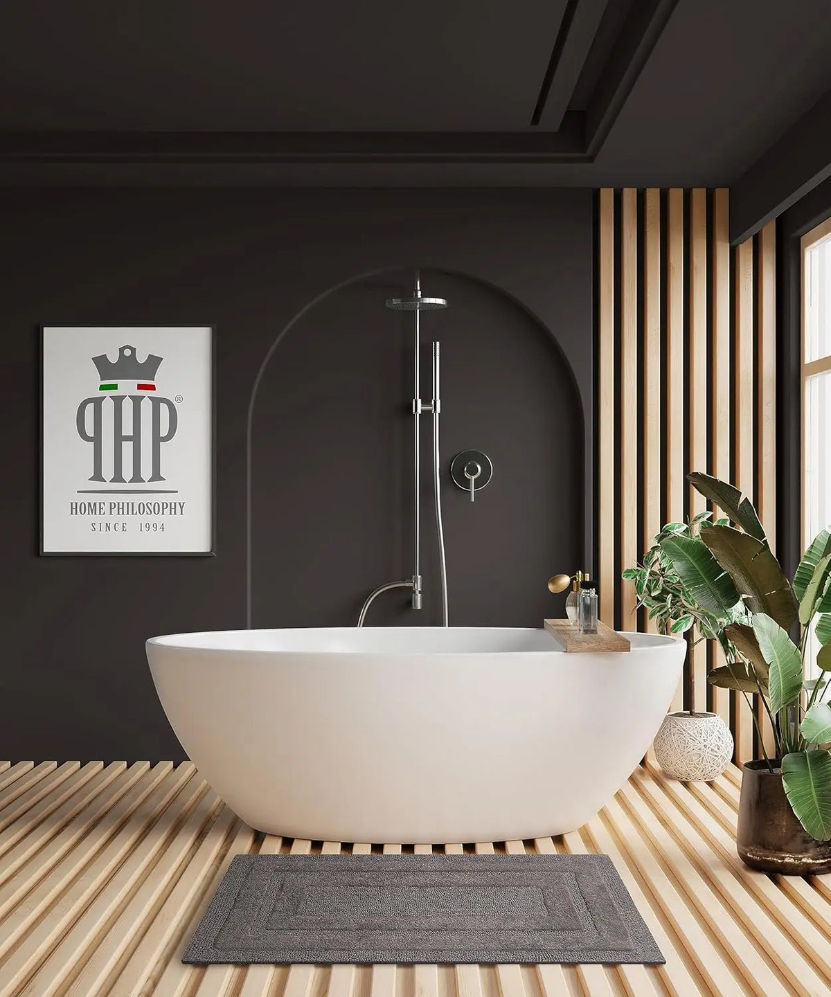 CARBONIO Luxury Anti-Skid Tufted Cotton Floor Mat - Exquisite Comfort for Living & Bath Area - Slip-Resistant & Plush Design - Elevate Your Home with Italian Elegance! - grahsajja