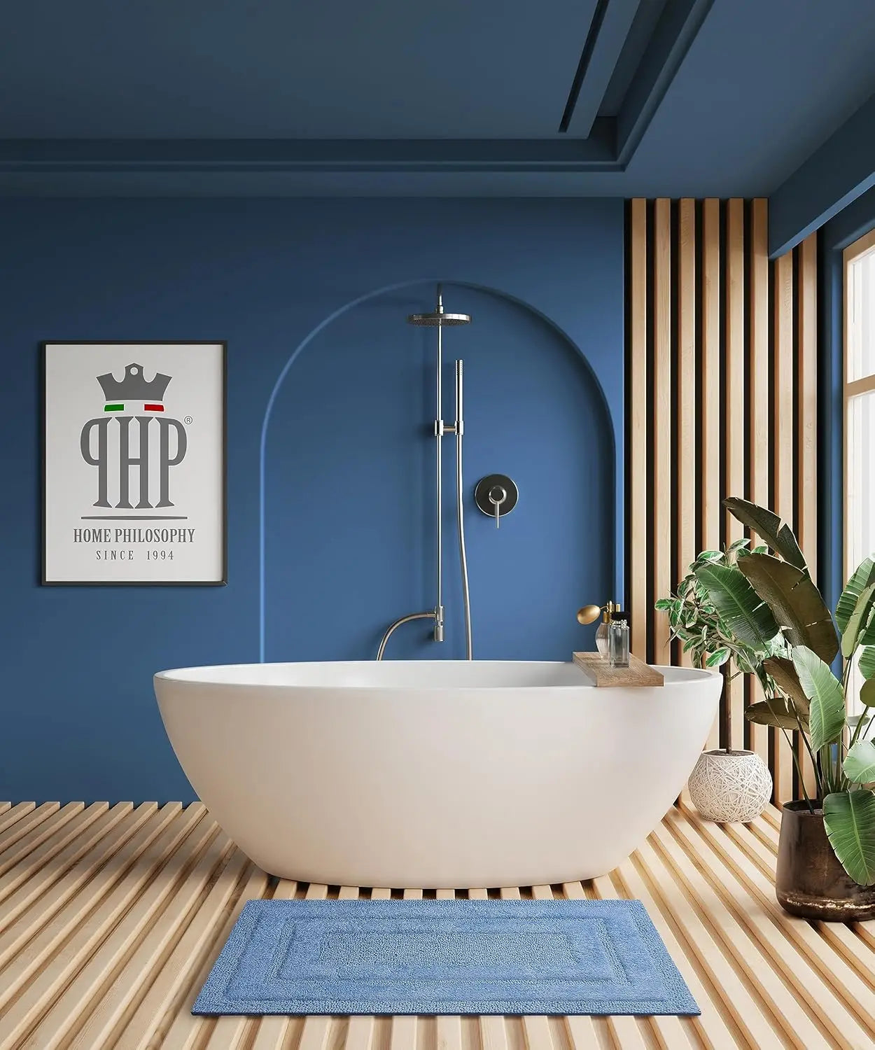 MEDITERRANO Luxury Anti-Skid Tufted Cotton Floor Mat - Exquisite Comfort for Living & Bath Area - Slip-Resistant & Plush Design - Elevate Your Home with Italian Elegance! - grahsajja