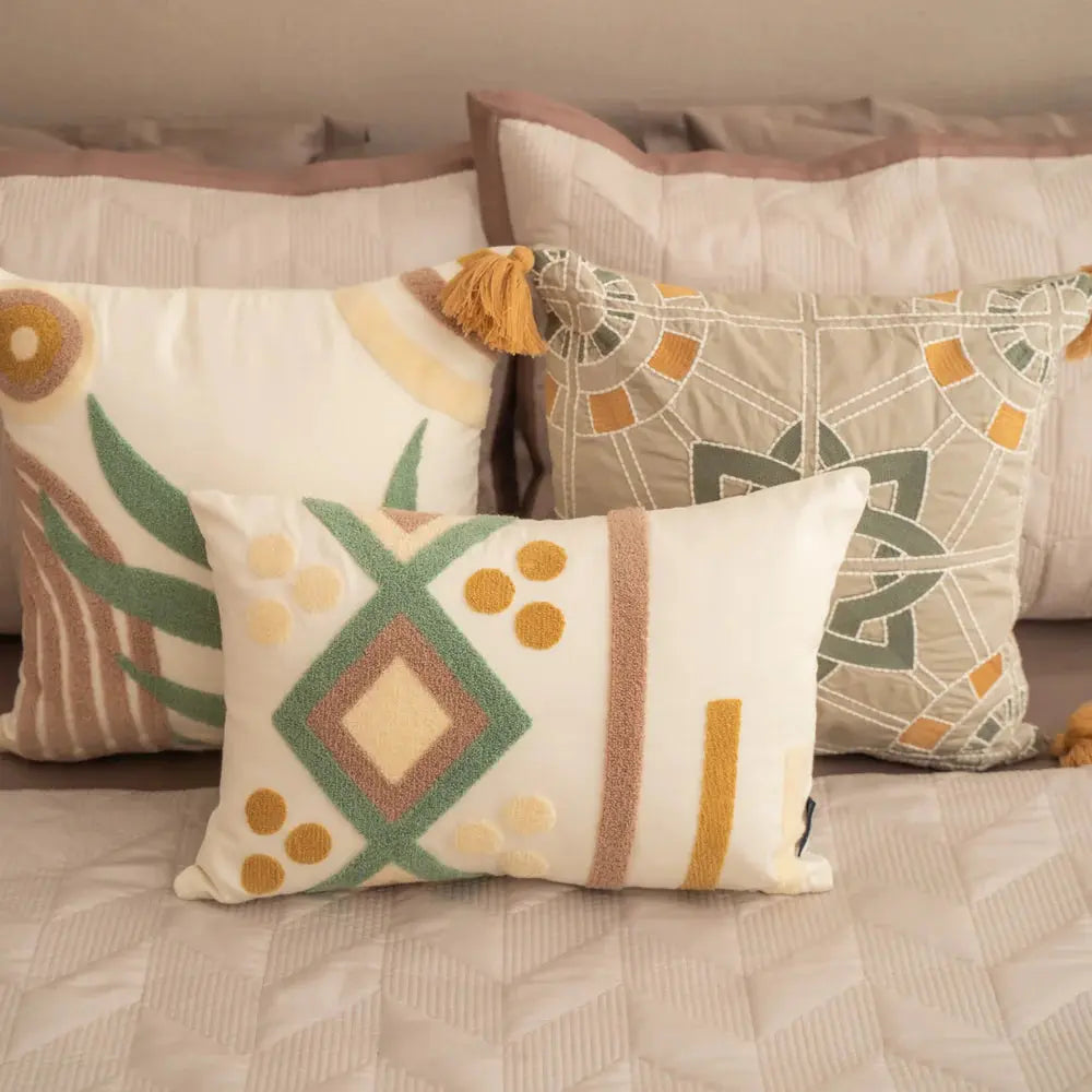Pixie Patch Cotton Embroidered Cushion Cover (Size : 12"X18") Sadyaska
