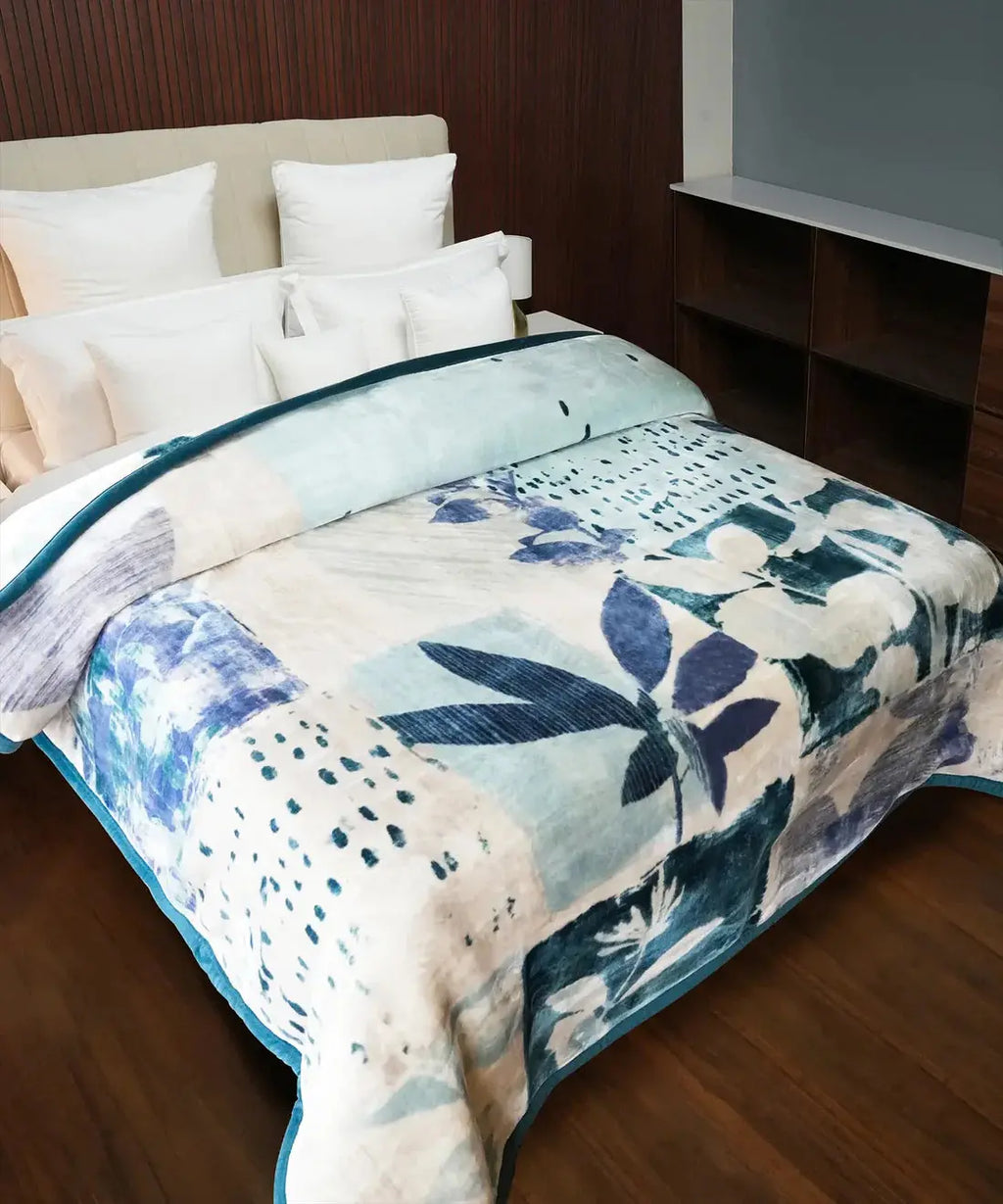 Indulgence Double Mink Blanket, Leafage|5.5 KG Trident