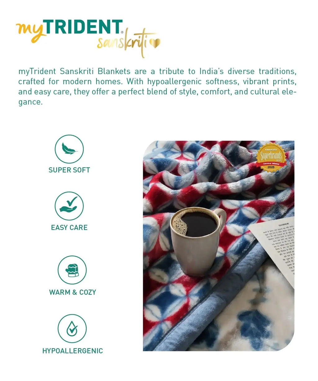 Sanskriti Double Mink Blanket, Tree of Life| 4.6 KG Trident