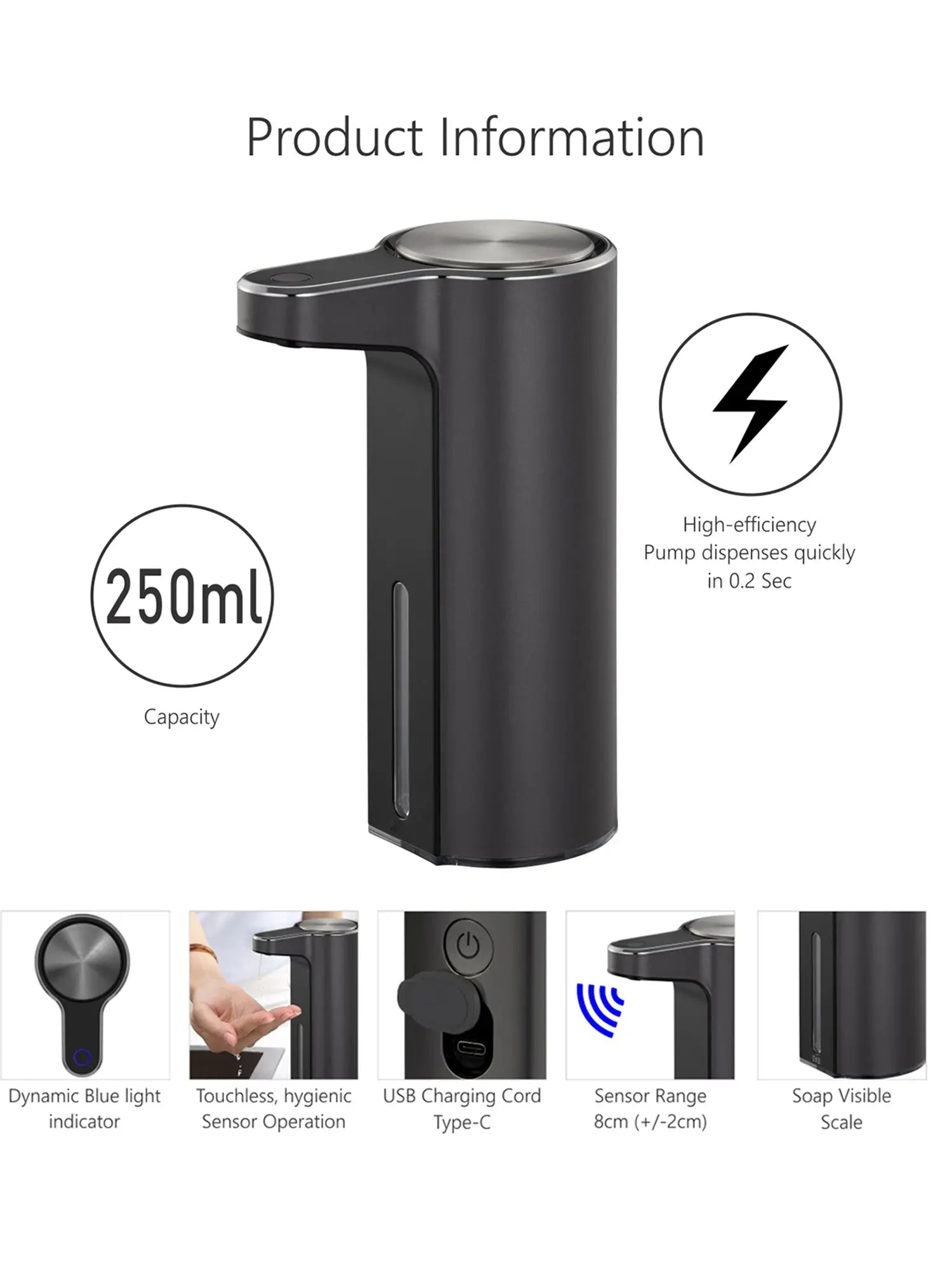 Aroma Autometic Smart Soap Dispenser Dark Grey OBSESSIONS