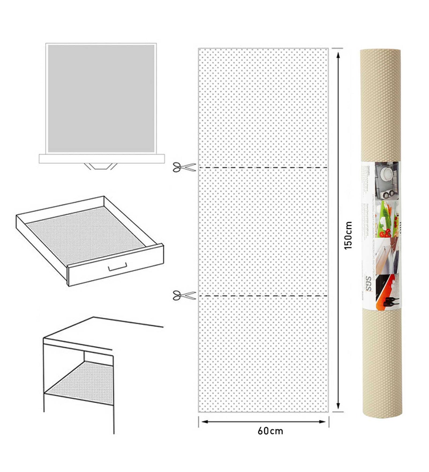 Rio PVC Shelf Liner L.Beige