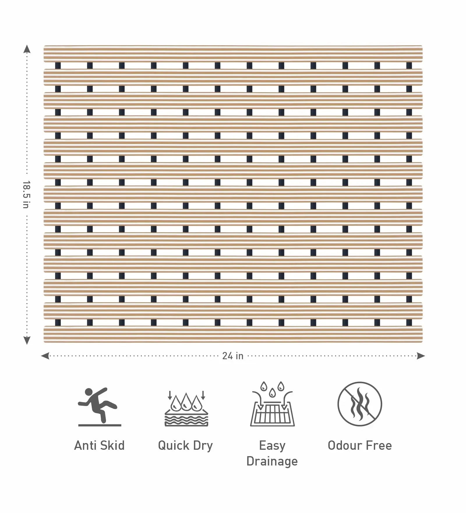 Fredy PVC Shower Mat Cream 47x61 cm OBSESSIONS