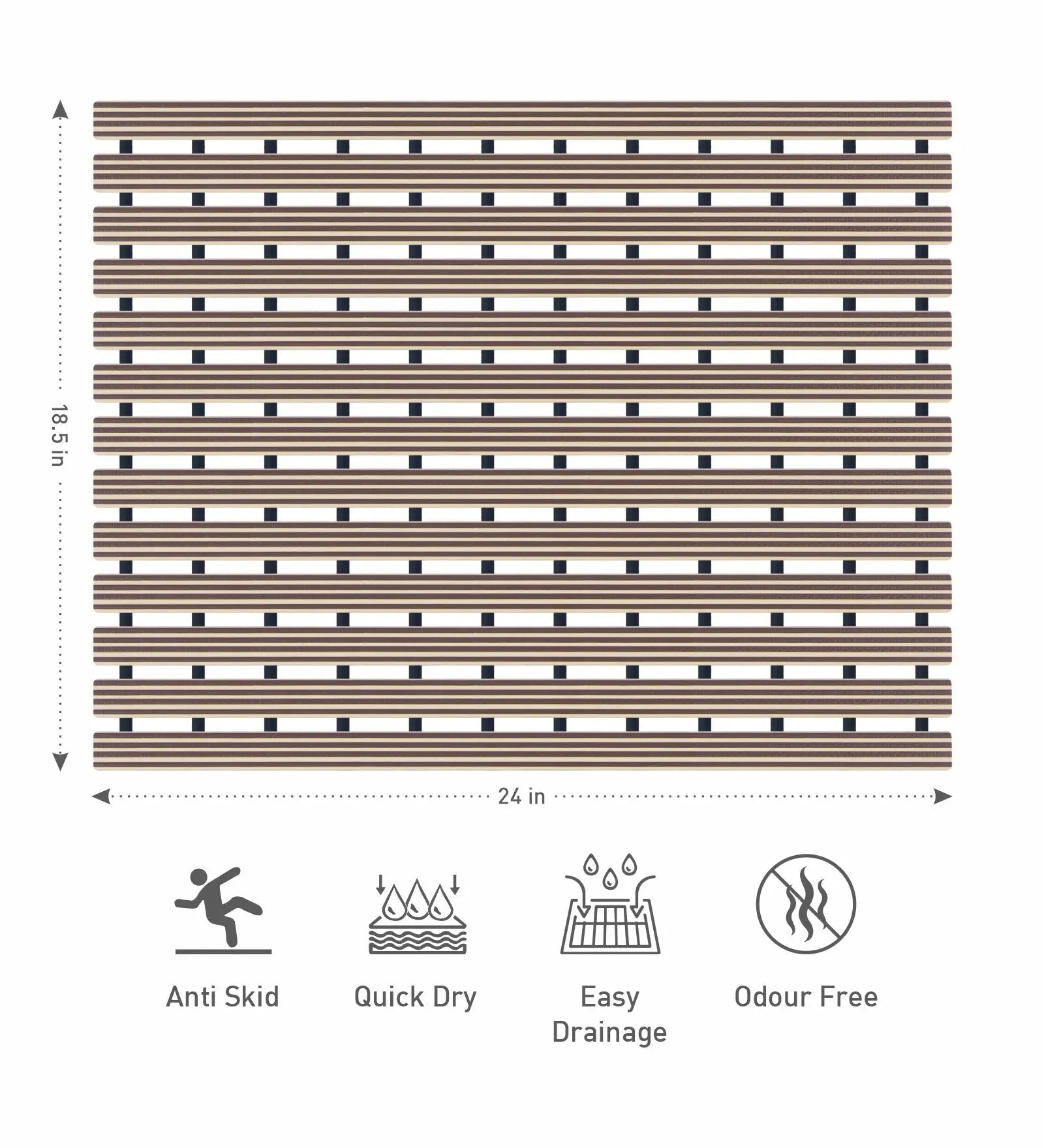 Fredy PVC Shower Mat Beige 47x61 cm OBSESSIONS