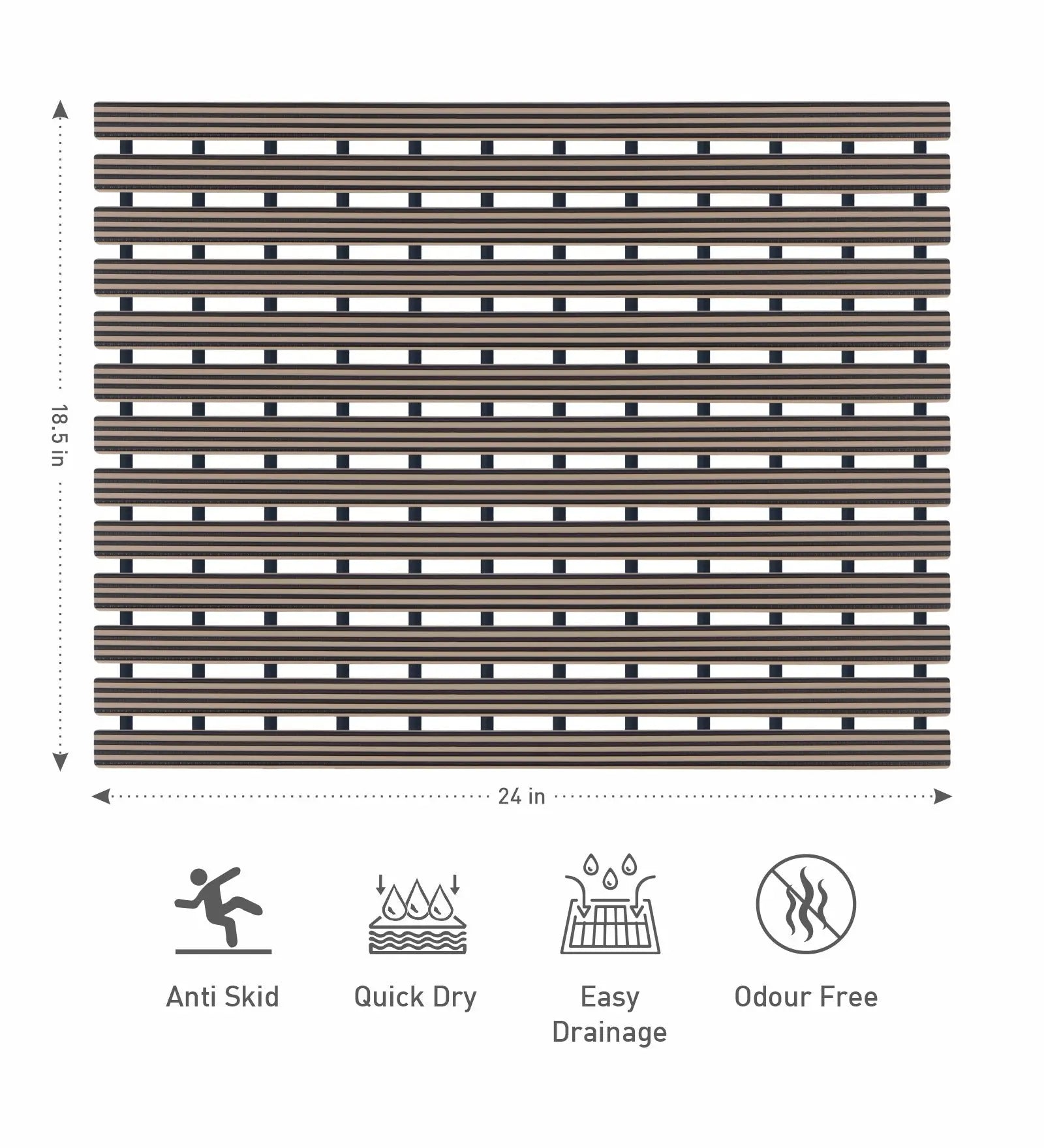 Fredy PVC Shower Mat Brown 47x61 cm OBSESSIONS