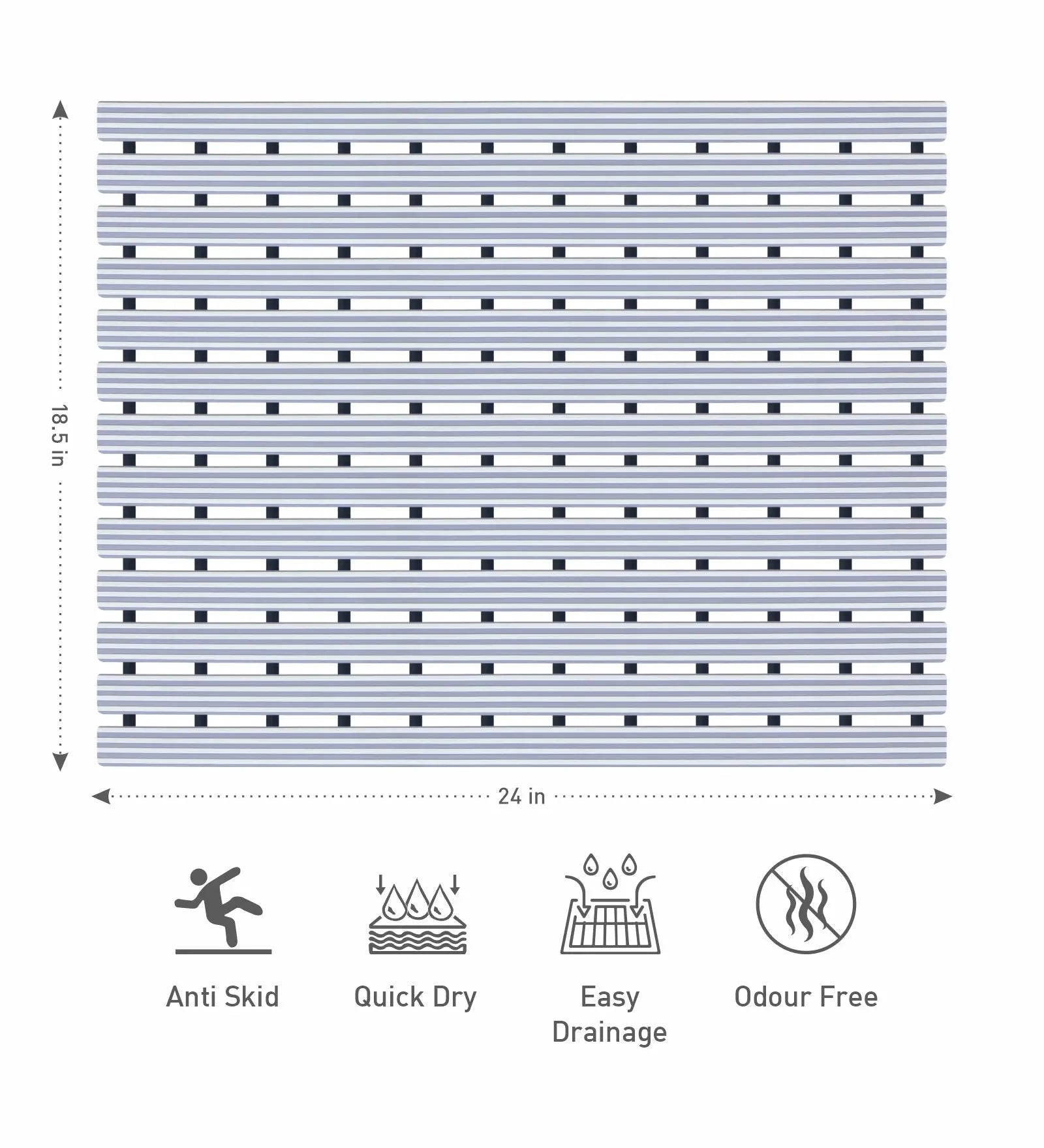 Fredy PVC Shower Mat Light Grey 47x61 cm OBSESSIONS