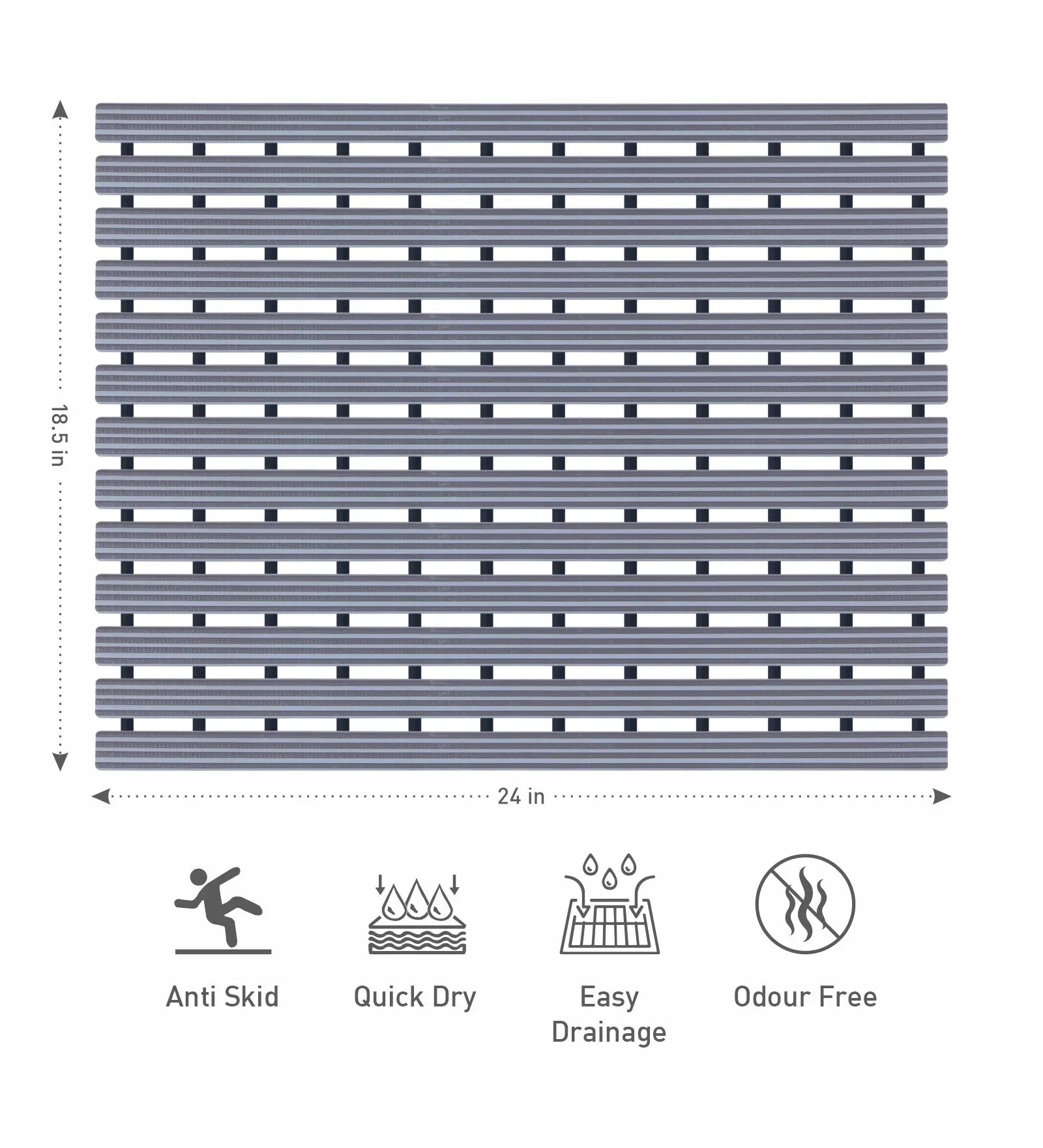 Fredy PVC Shower Mat Charcoal 47x61 cm OBSESSIONS