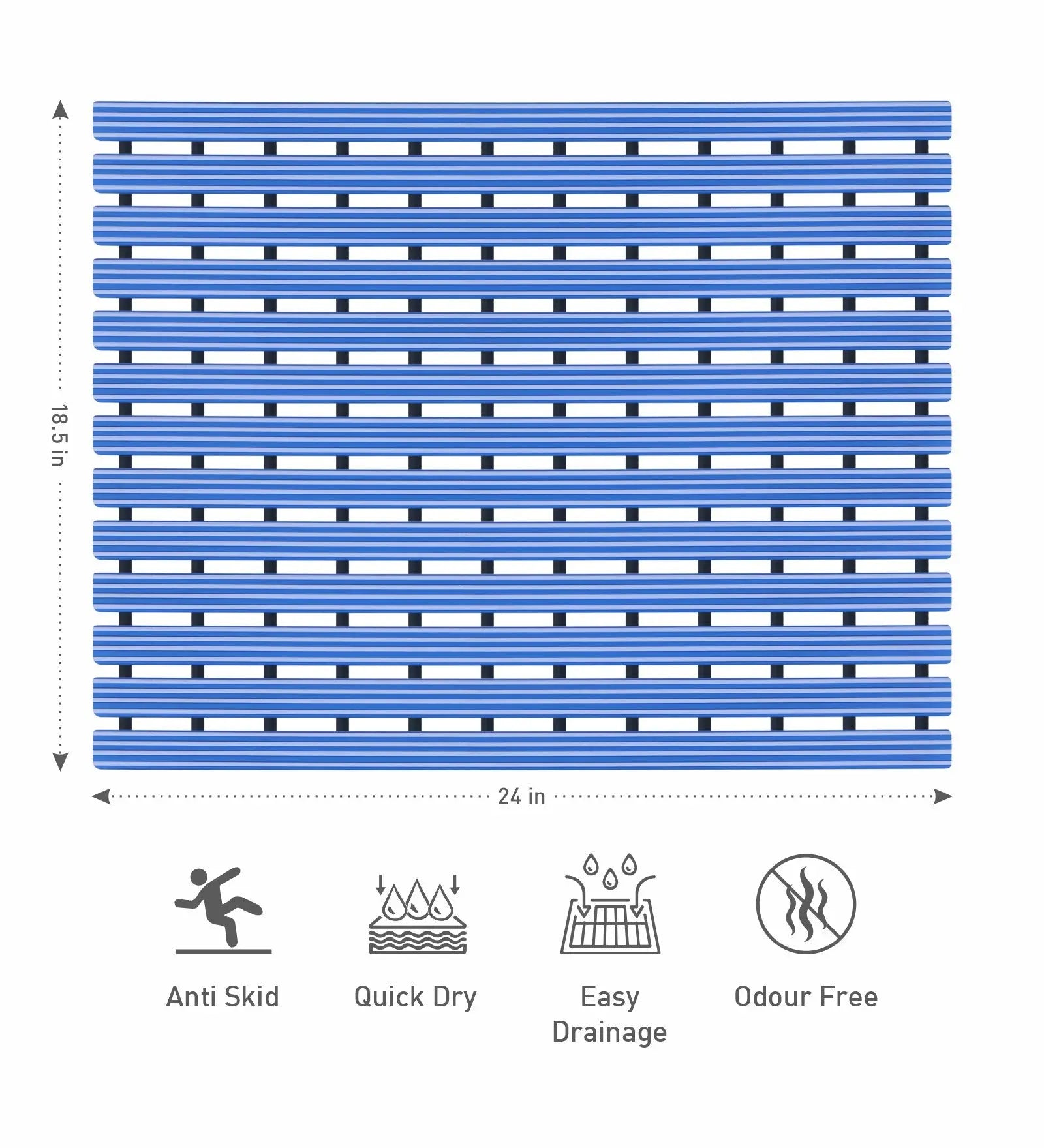 Fredy PVC Shower Mat Blue 47x61 cm OBSESSIONS