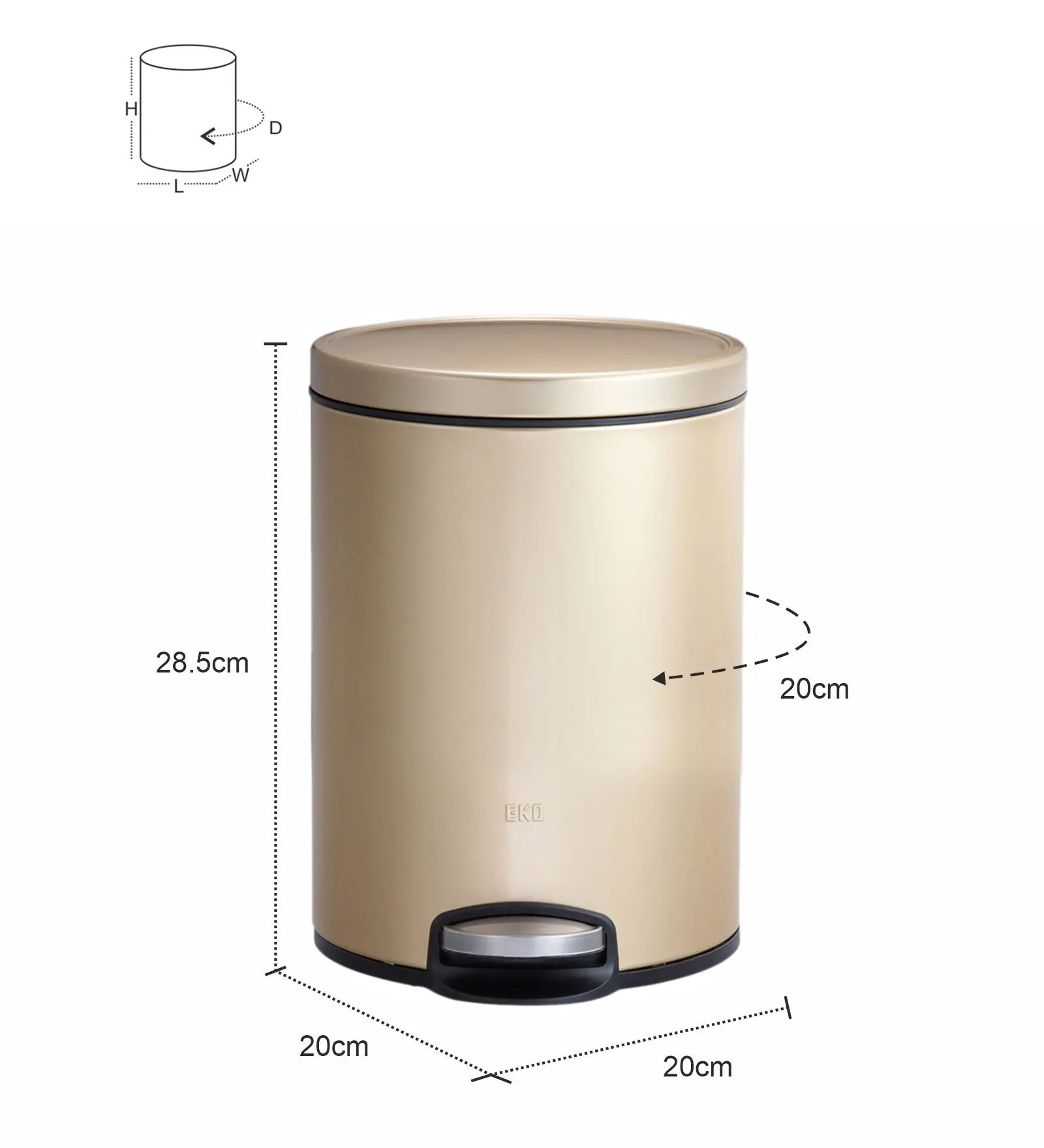 EKO 9115 Artistic Soft Close Fingerprint Resistant Step Bin Champagne Gold OBSESSIONS