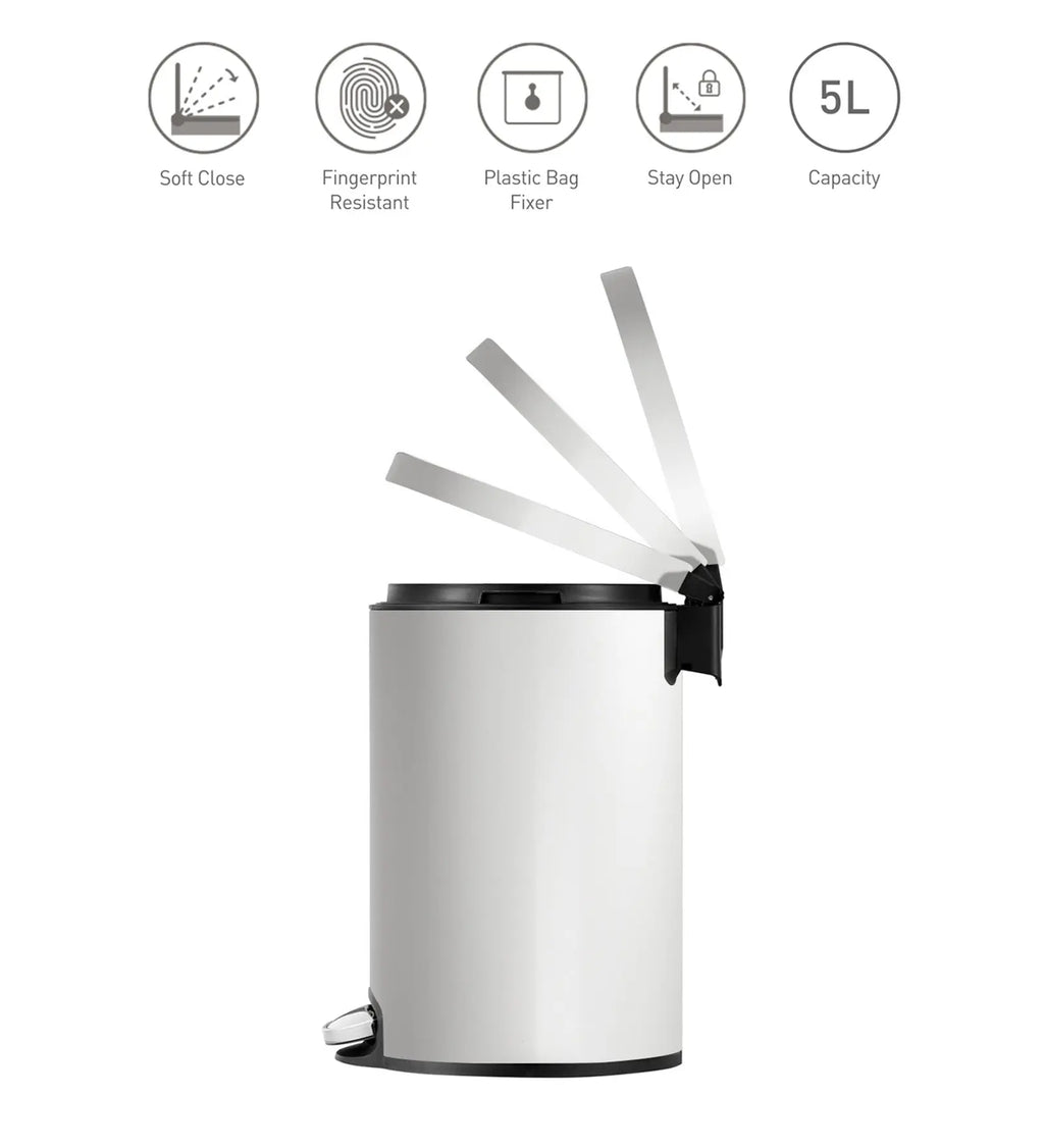 EKO 9115 Artistic Soft Close Fingerprint Resistant Step Bin White OBSESSIONS