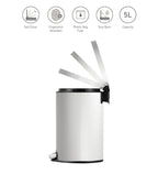EKO 9115 Artistic Soft Close Fingerprint Resistant Step Bin White OBSESSIONS
