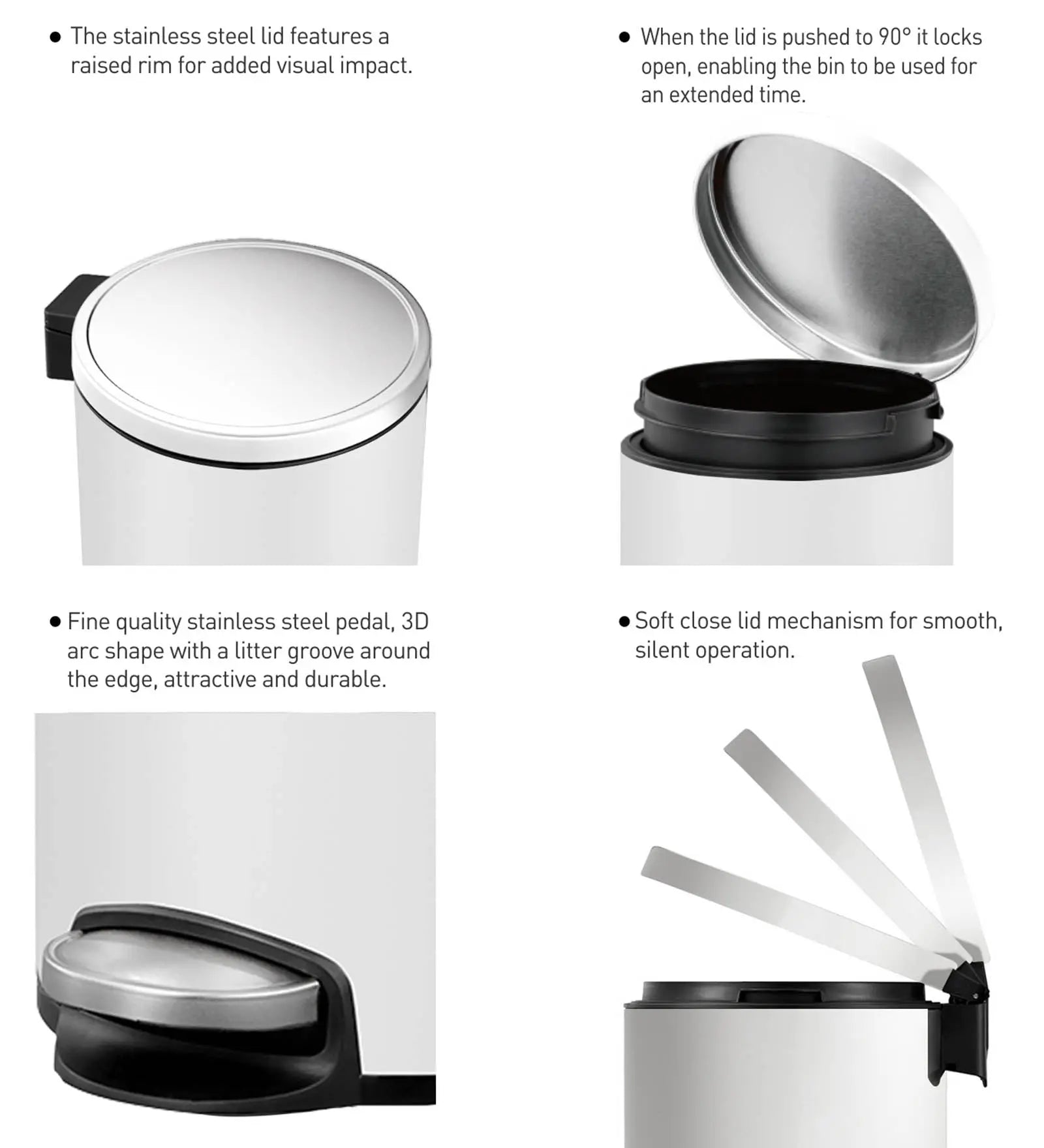 EKO 9115 Artistic Soft Close Fingerprint Resistant Step Bin White OBSESSIONS