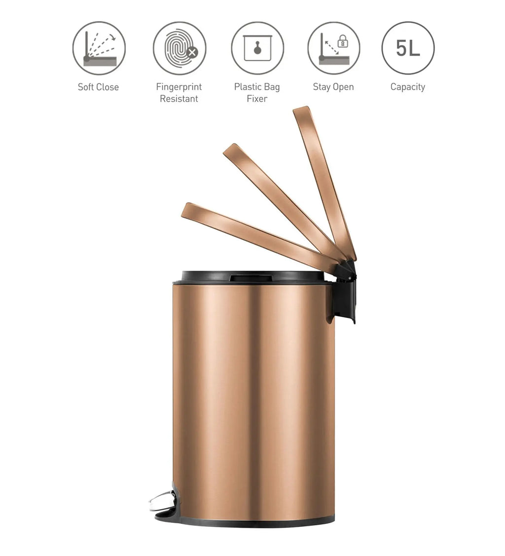EKO 9115 Artistic Soft Close Fingerprint Resistant Step Bin Bronze Copper OBSESSIONS