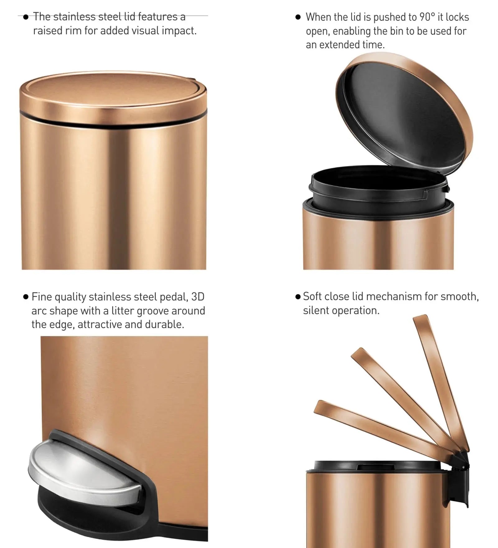EKO 9115 Artistic Soft Close Fingerprint Resistant Step Bin Bronze Copper OBSESSIONS