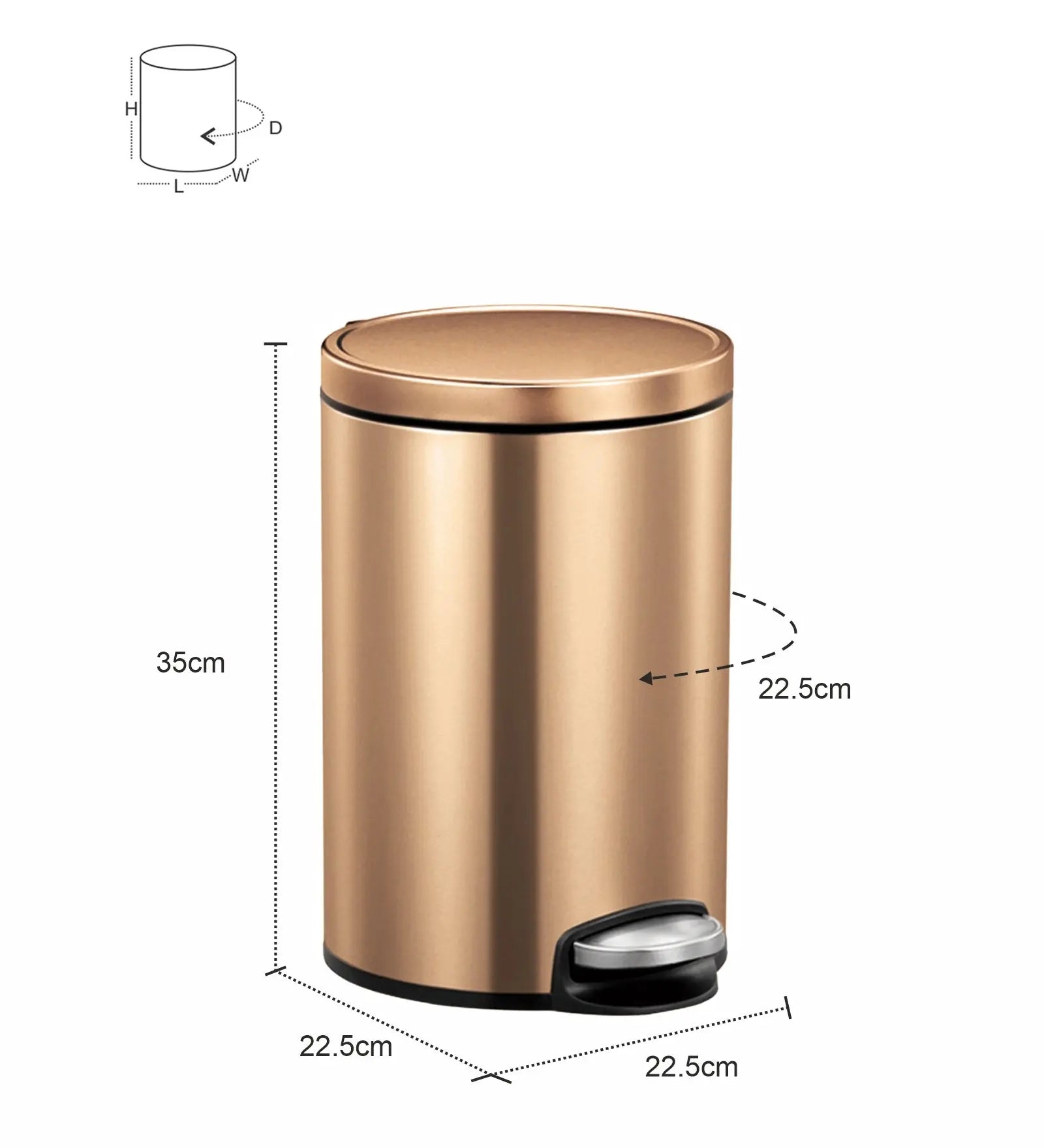 EKO 9115 Artistic Soft Close Fingerprint Resistant Step Bin Bronze Copper OBSESSIONS