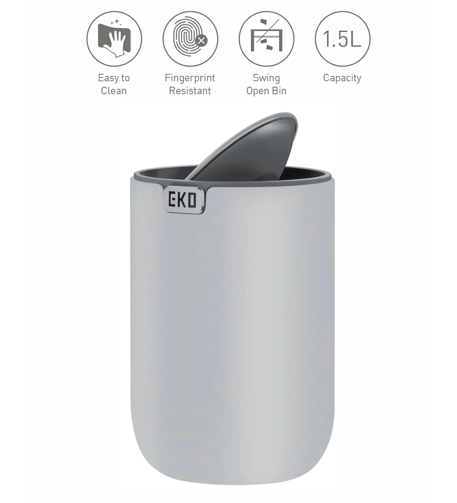 Eko 9206 Fandy Fingerprint Resistant Table Bin Grey OBSESSIONS