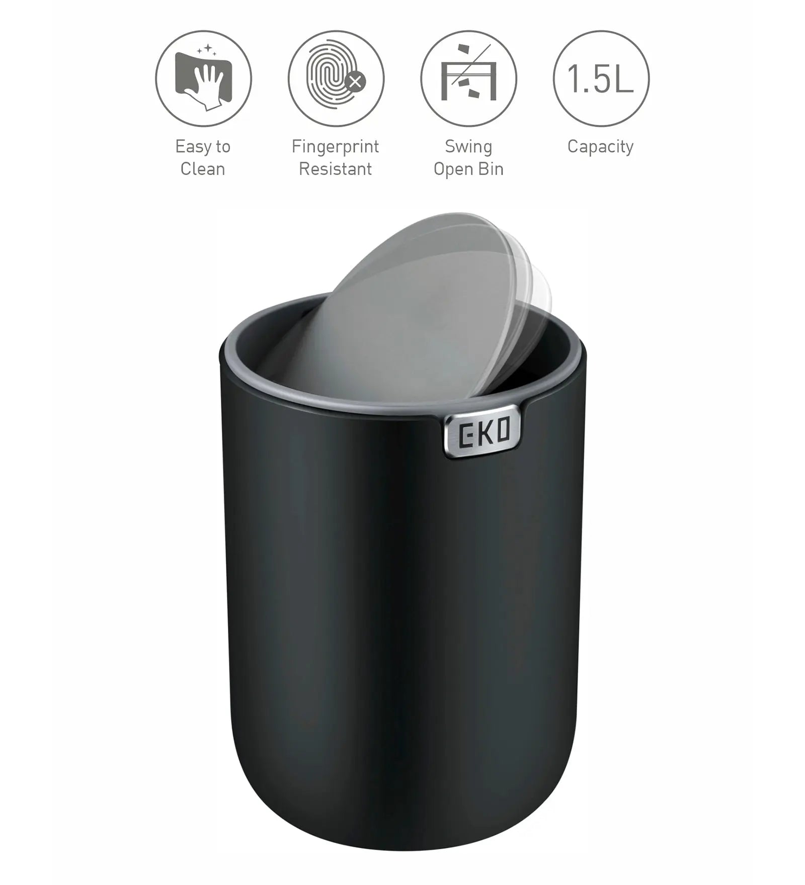 Eko 9206 Fandy Fingerprint Resistant Table Bin Black OBSESSIONS
