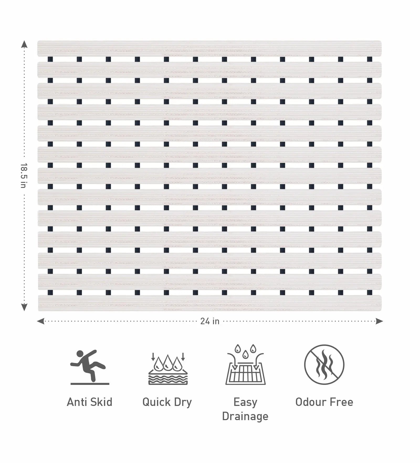 Fredy PVC Shower Mat White 47x61 cm OBSESSIONS