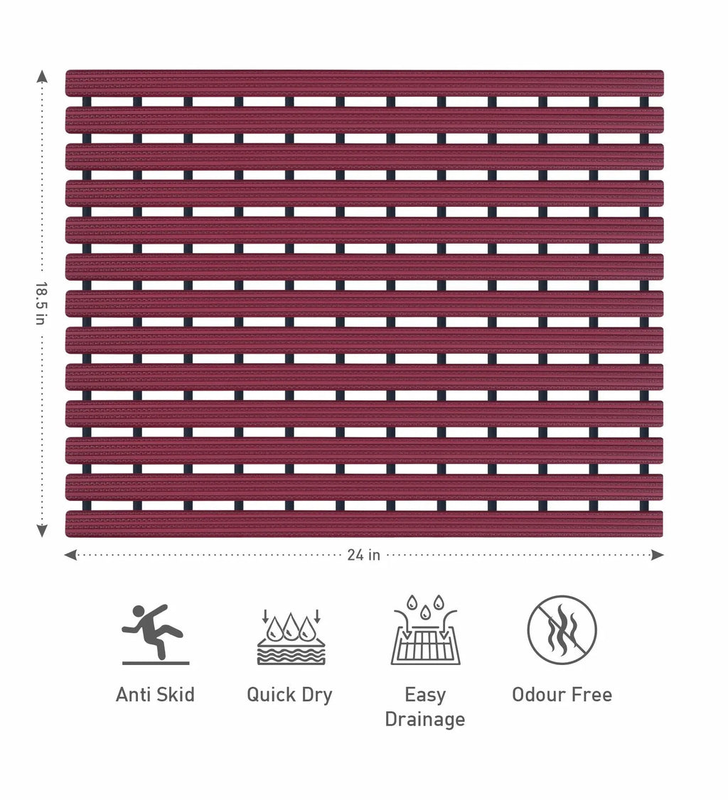 Fredy PVC Shower Mat Mehroon 47x61 cm OBSESSIONS