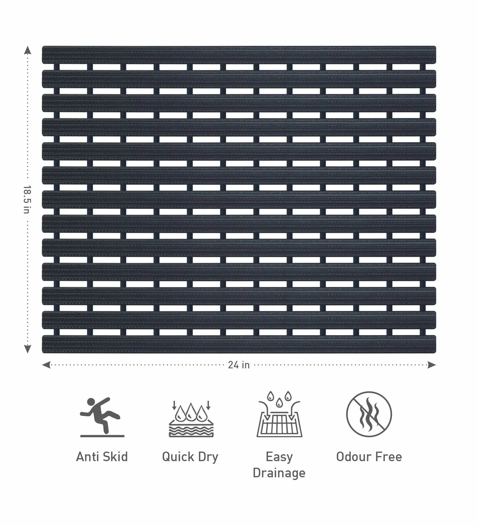 Fredy PVC Shower Mat Black 47x61 cm OBSESSIONS