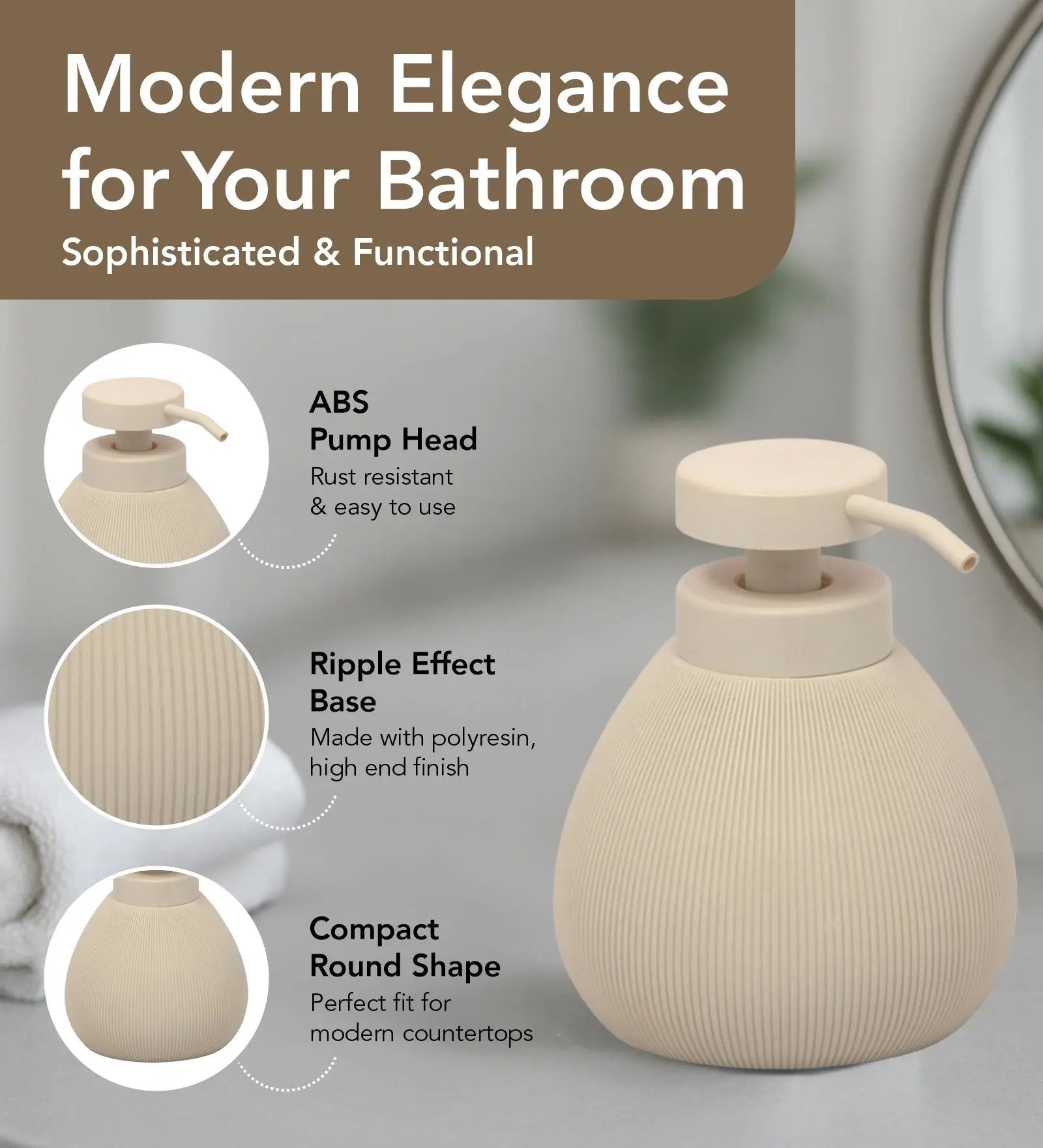 Caddy Polyresin Soap Dispenser Cream OBSESSIONS