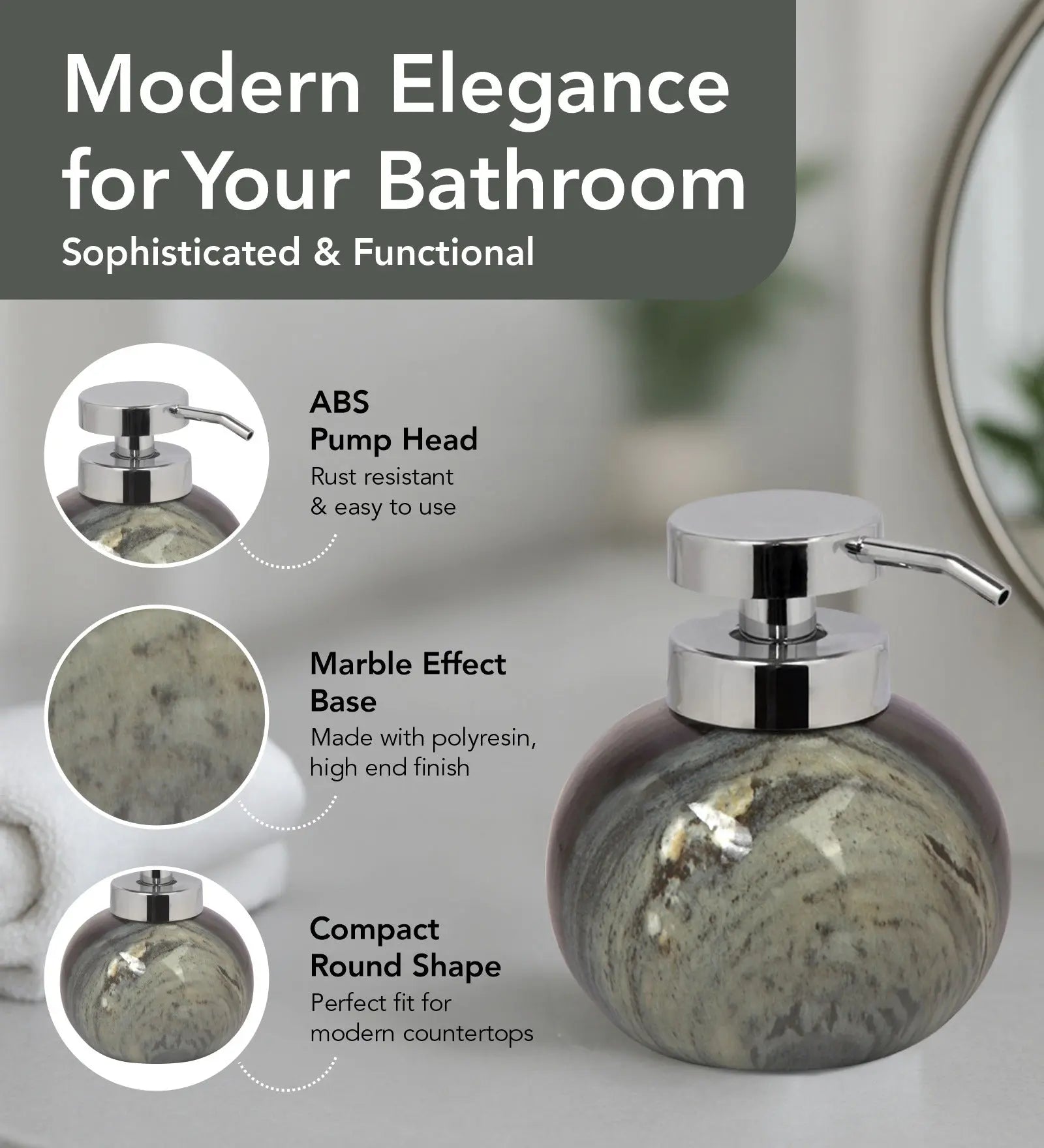 Caddy Polyresin Soap Dispenser Stone OBSESSIONS