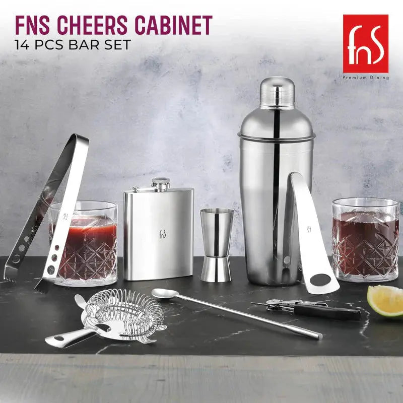 FNS Cheers BarCabinet 14 pcs bar Set FNS