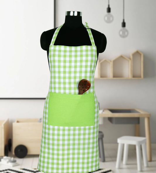 Linen bib apron in Green gingham - grahsajja