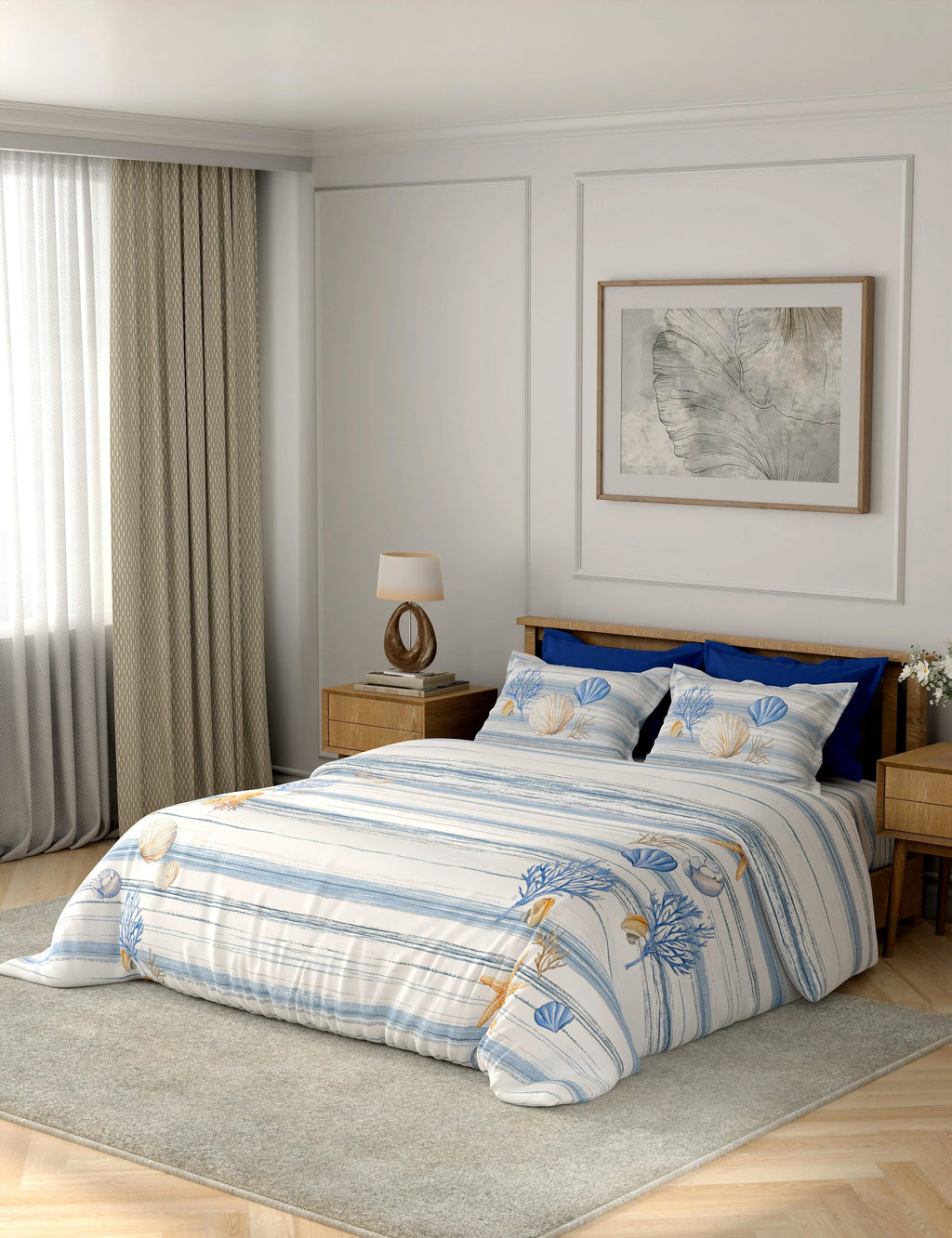 Portico New York Costal 100% Cotton Health Pro Printed Super King Bedsheet with 4Pillow Cover SS2026