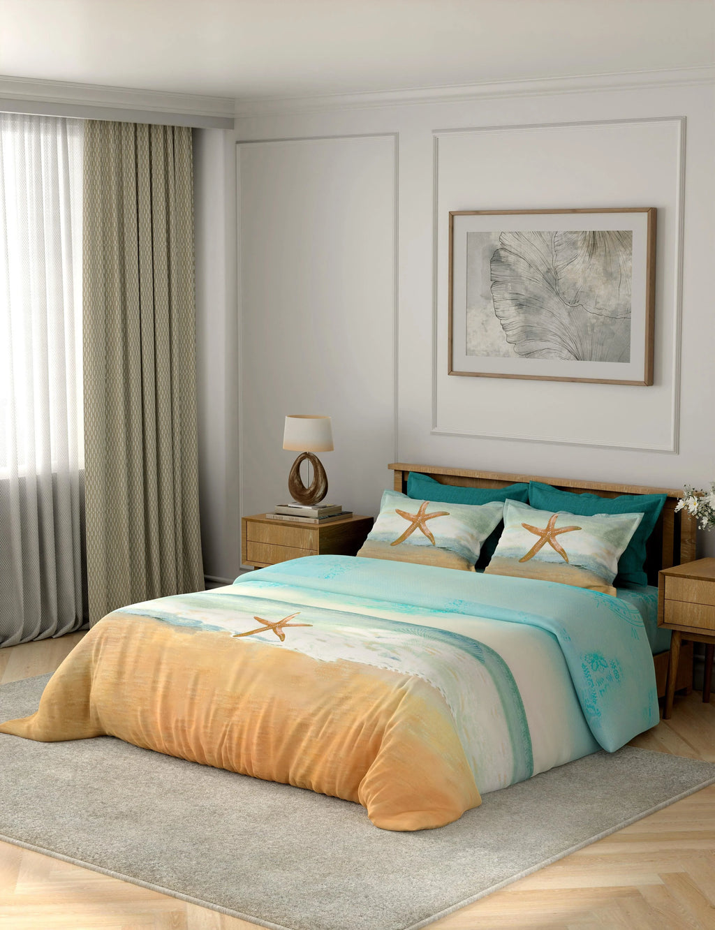 Portico New York Costal 100% Cotton Health Pro Printed Super King Bedsheet with 4Pillow Cover SS2026