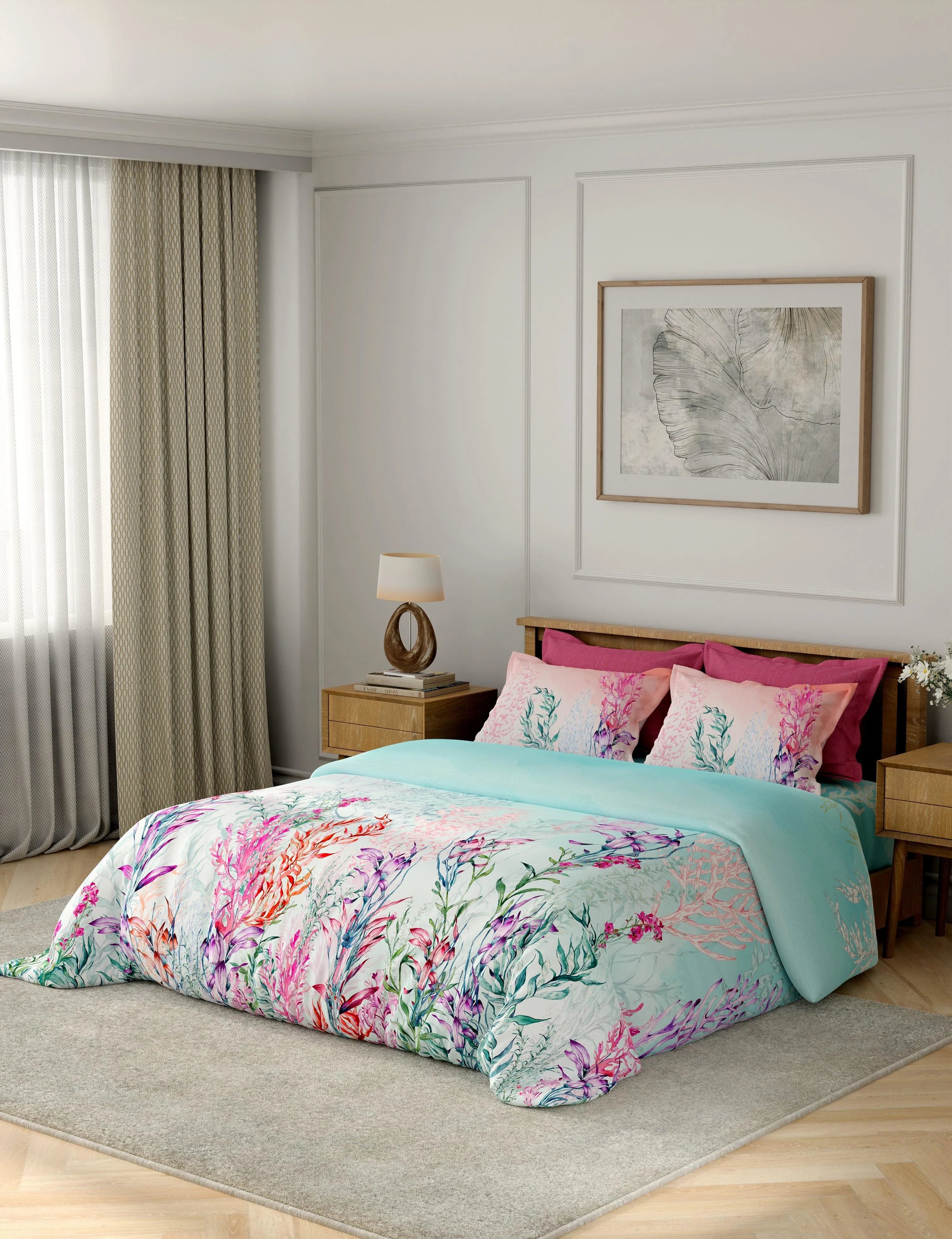 Portico New York Costal 100% Cotton Health Pro Printed Super King Bedsheet with 4Pillow Cover SS2026