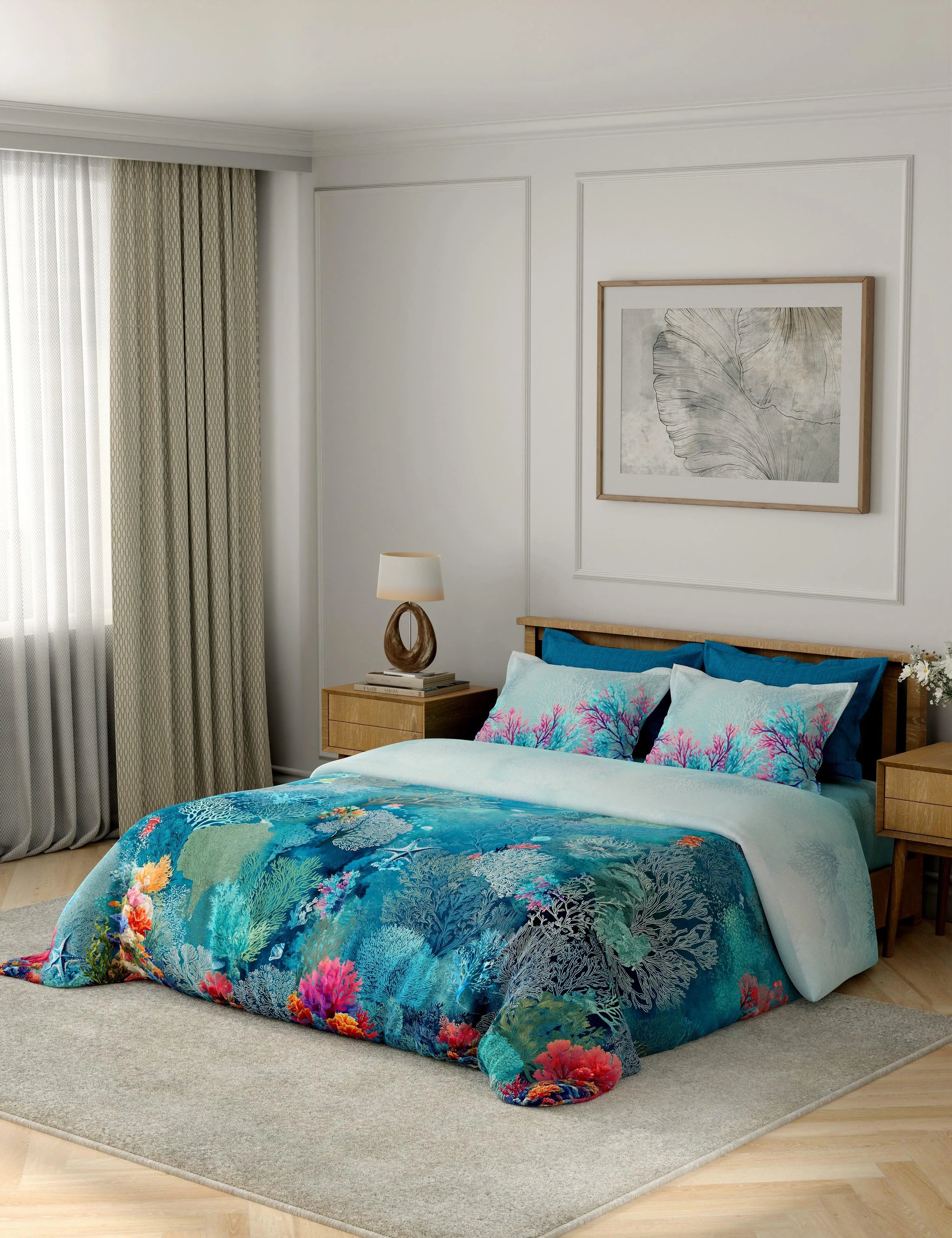 Portico New York Costal 100% Cotton Health Pro Printed Super King Bedsheet with 4Pillow Cover SS2026