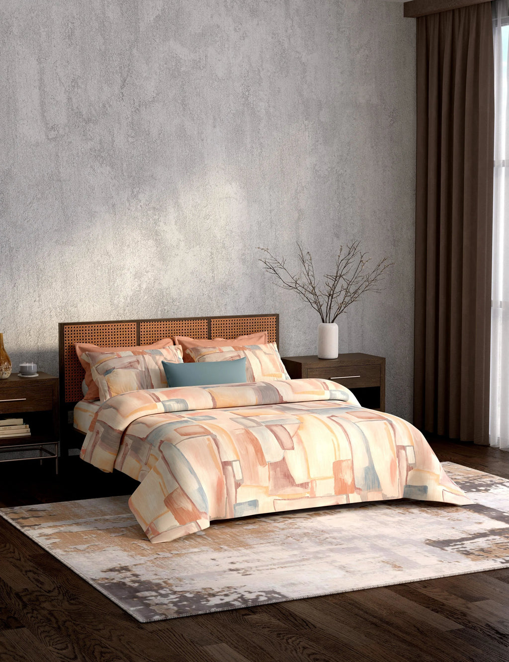 Portico New York Dimension Collection 100% Cotton Health Pro Printed Super King Bedsheet with 4Pillow Cover SS2026