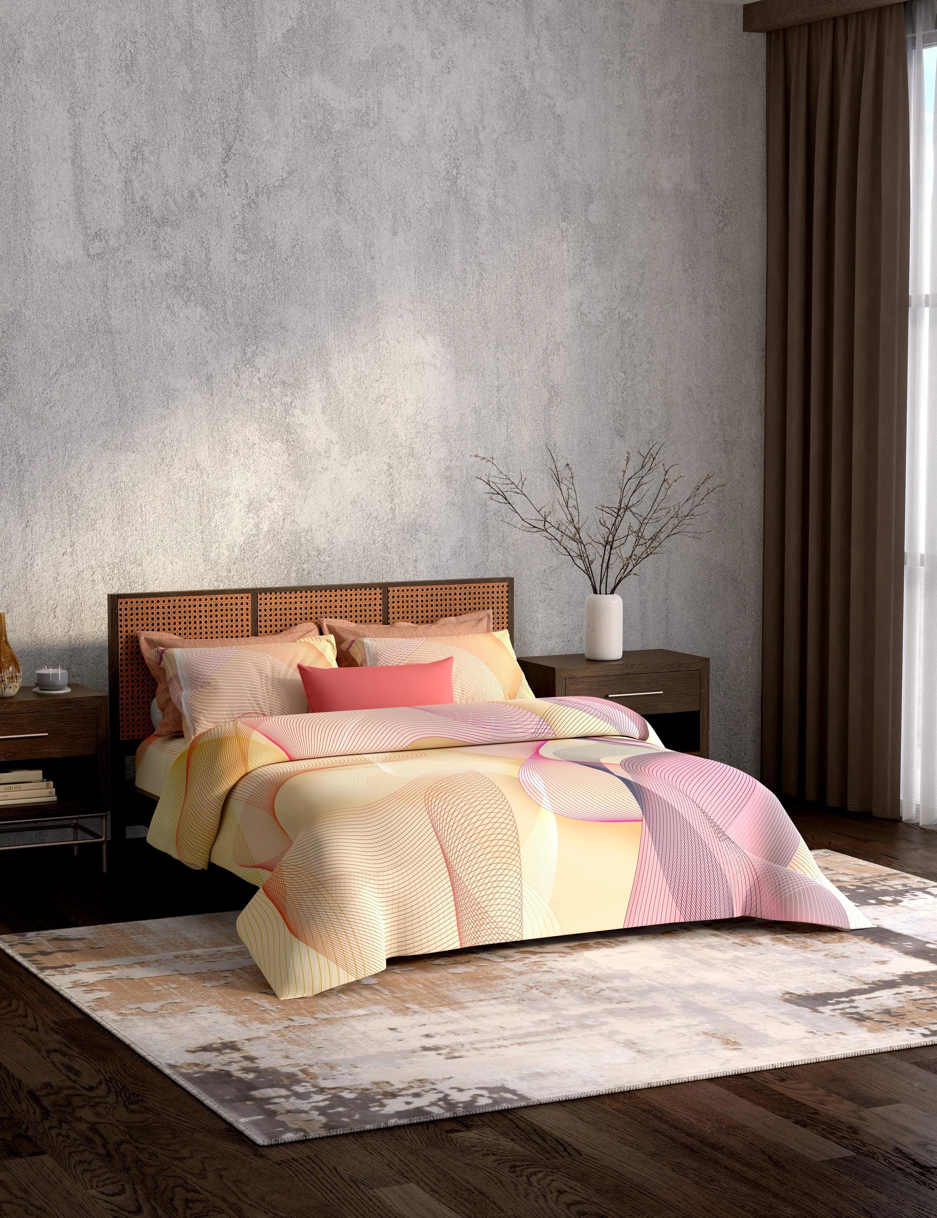 Portico New York Dimension Collection 100% Cotton Health Pro Printed Super King Bedsheet with 4Pillow Cover SS2026